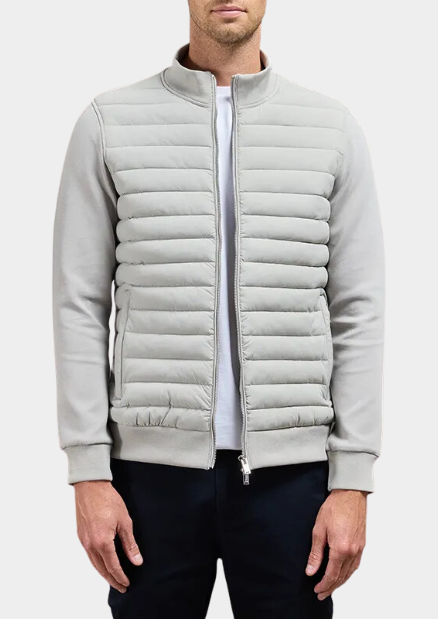 Men’s Quilted Zip Front Jacket with Side Pockets