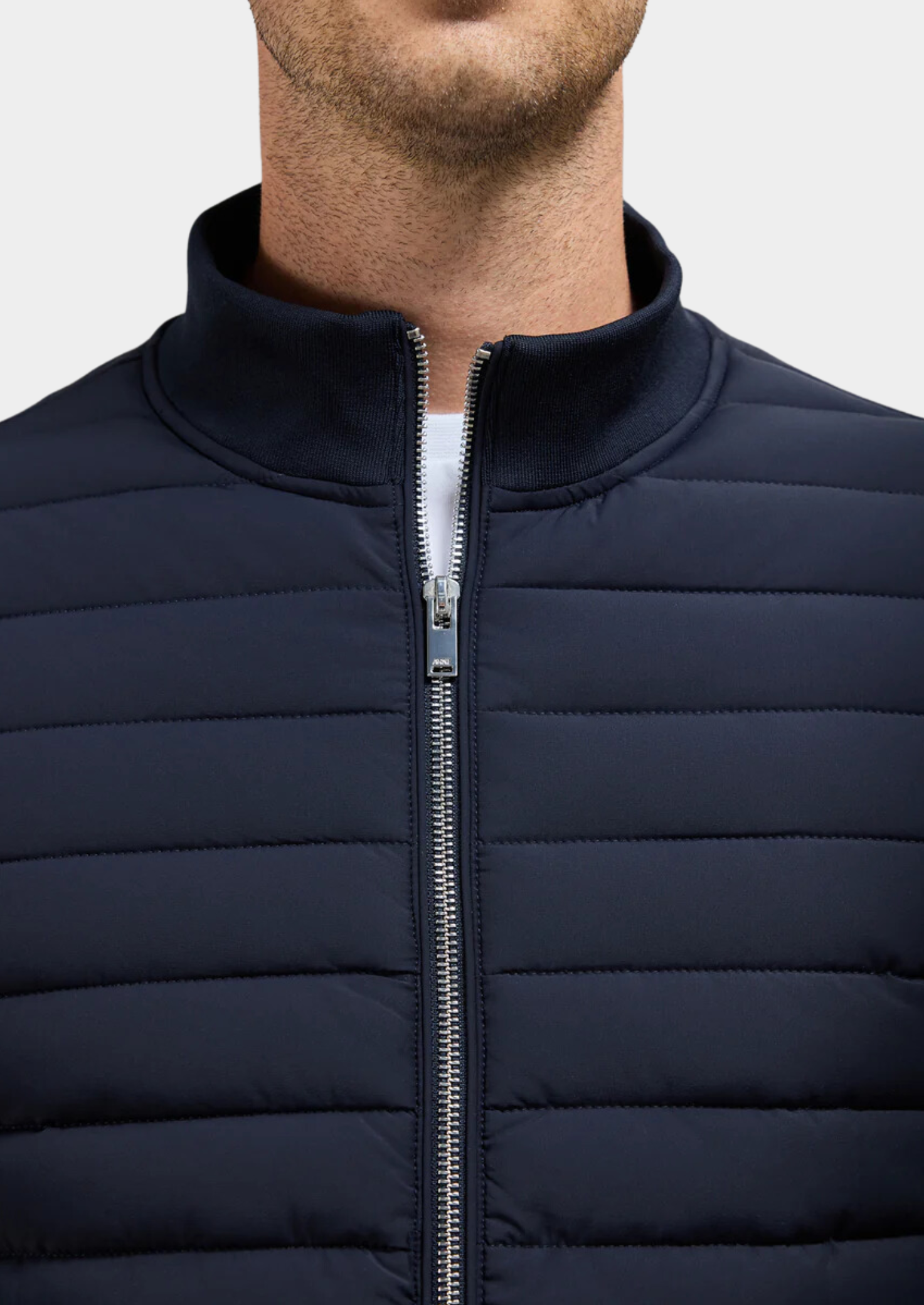 Men’s Quilted Zip Front Jacket with Side Pockets