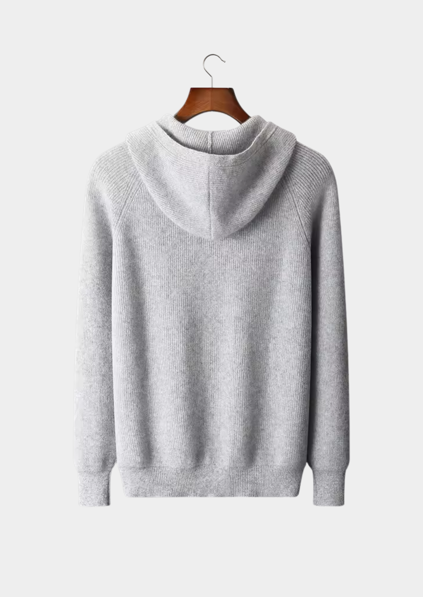 Men’s Ribbed Knit Hoodie with Full-Zip Front