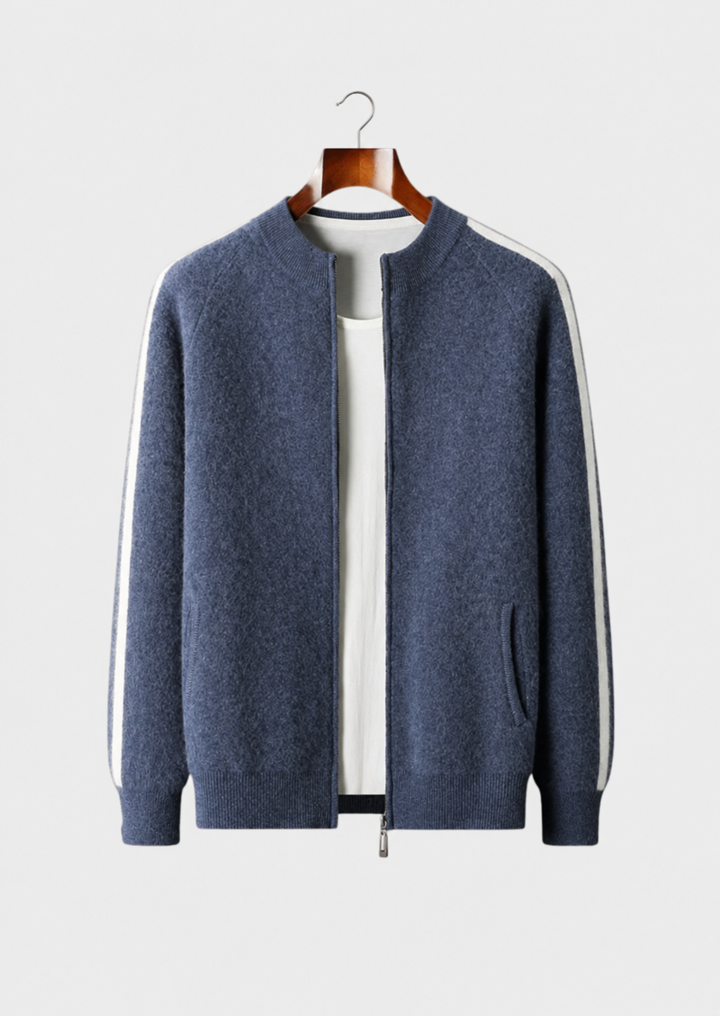 Men’s Striped Cardigan with Full-Zip Front