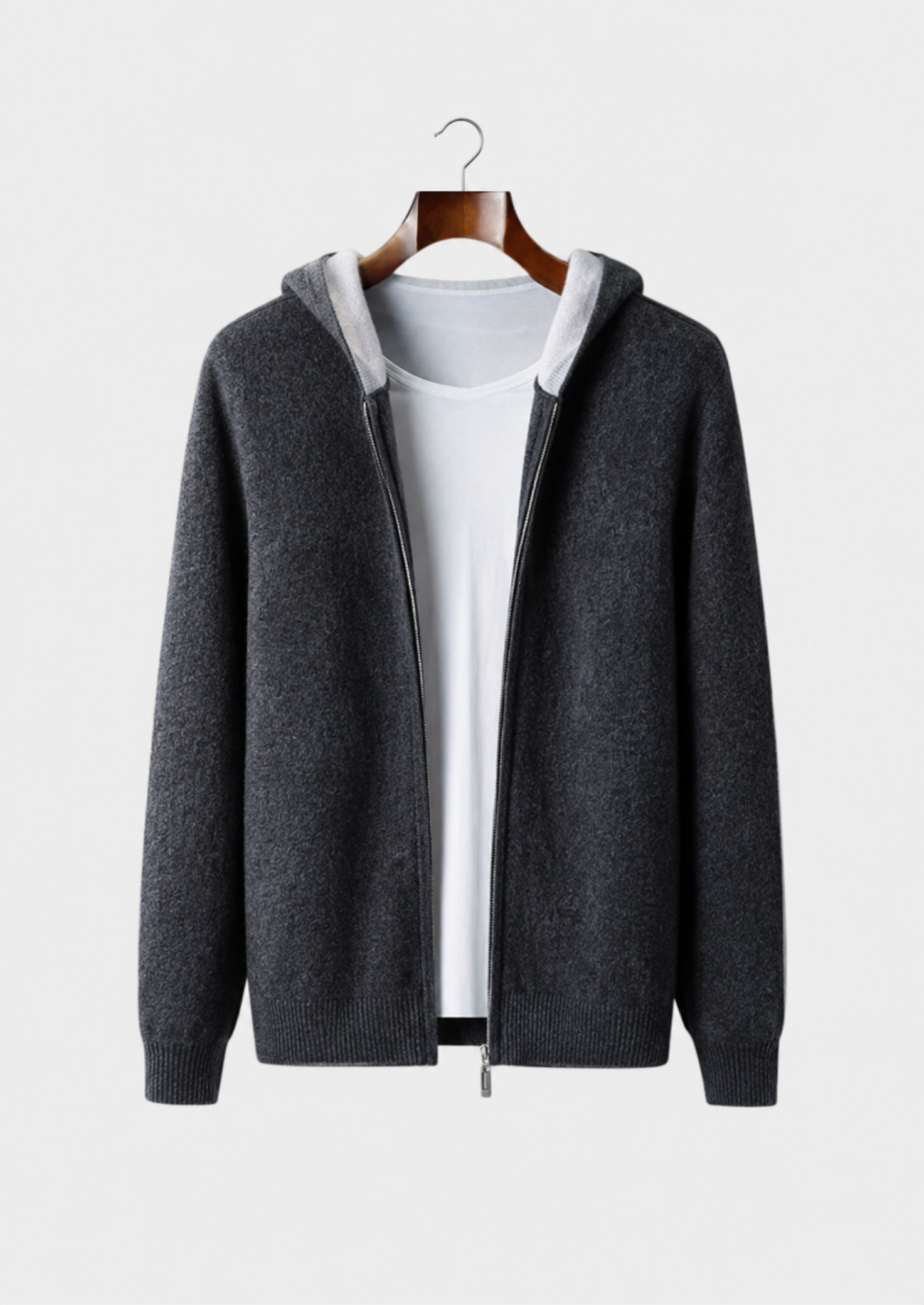 Men’s Two-Tone Full-Zip Hoodie with Drawstring
