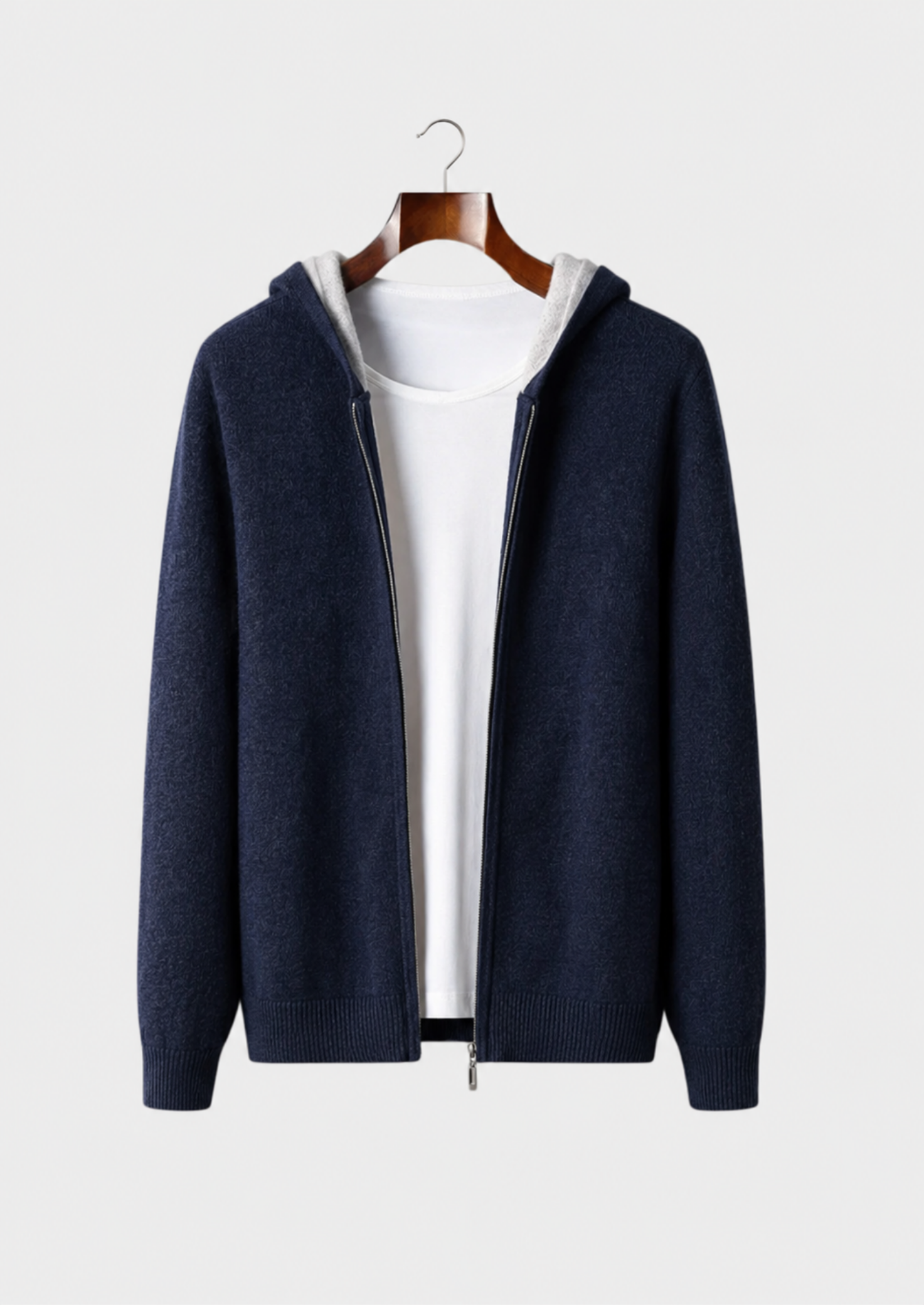 Men’s Two-Tone Full-Zip Hoodie with Drawstring