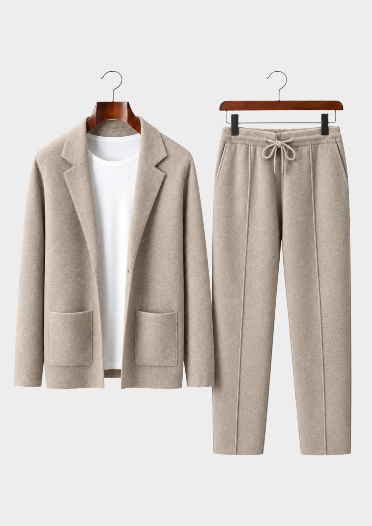 Men’s Wool Knit Blazer and Drawstring Pants Set