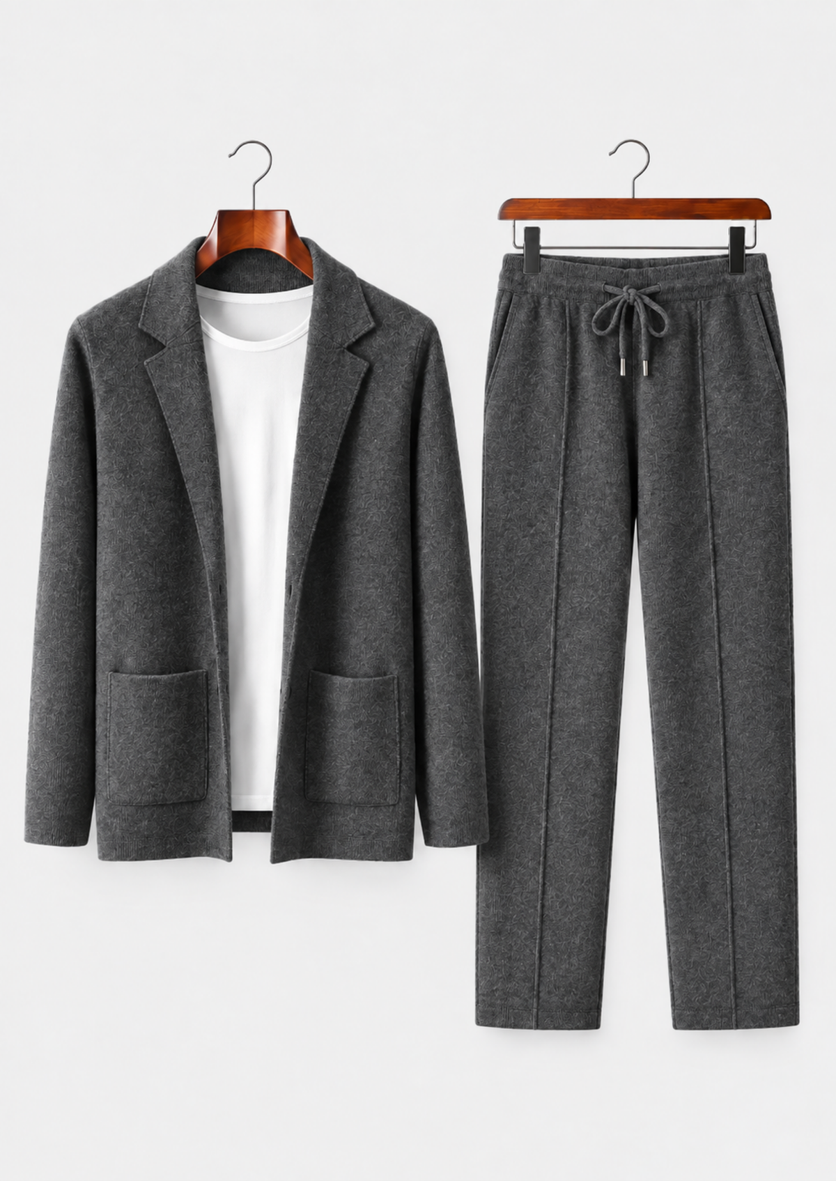 Men’s Wool Knit Blazer and Drawstring Pants Set