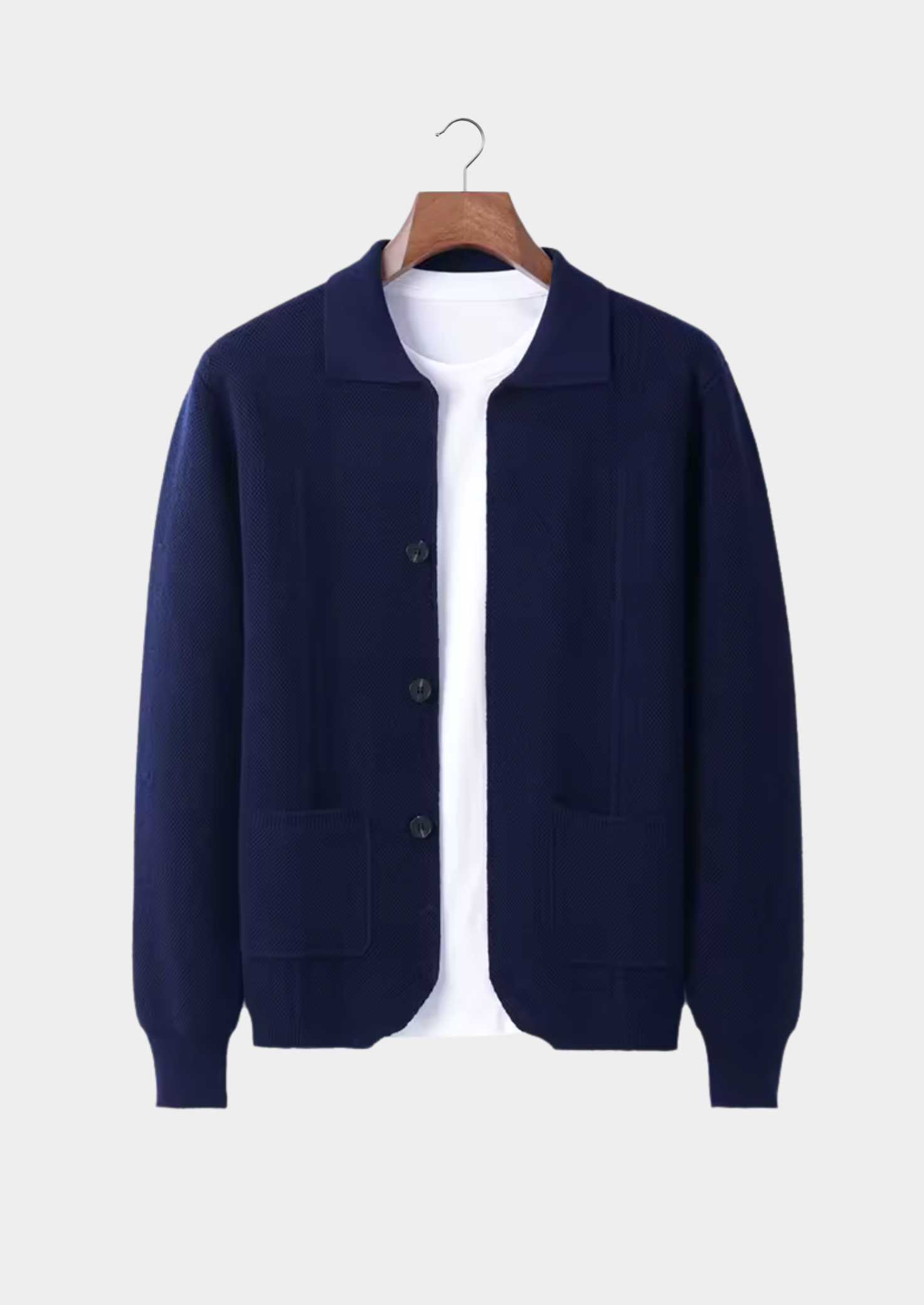 Men’s Button-Front Knit Cardigan with Patch Pockets