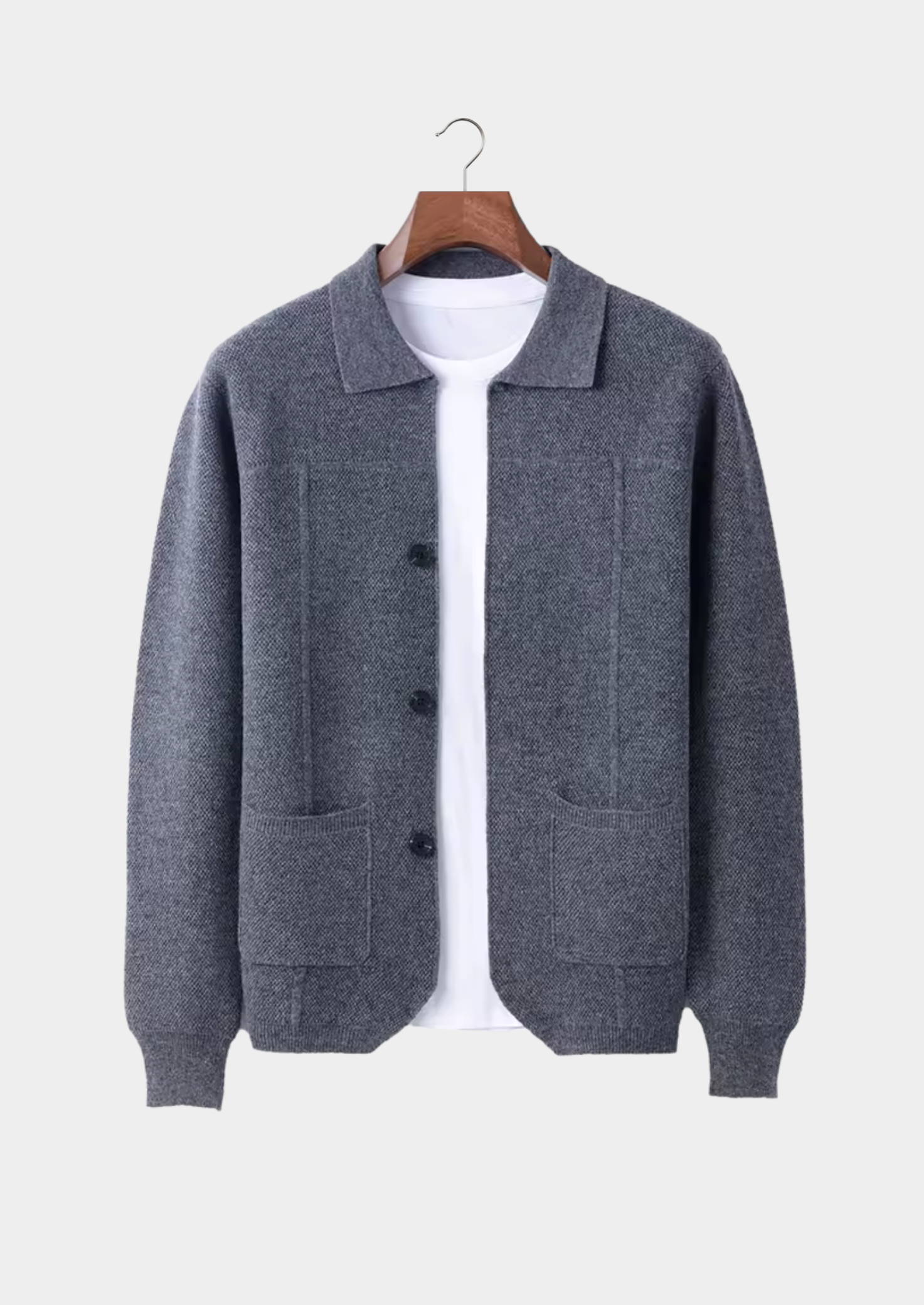 Men’s Button-Front Knit Cardigan with Patch Pockets