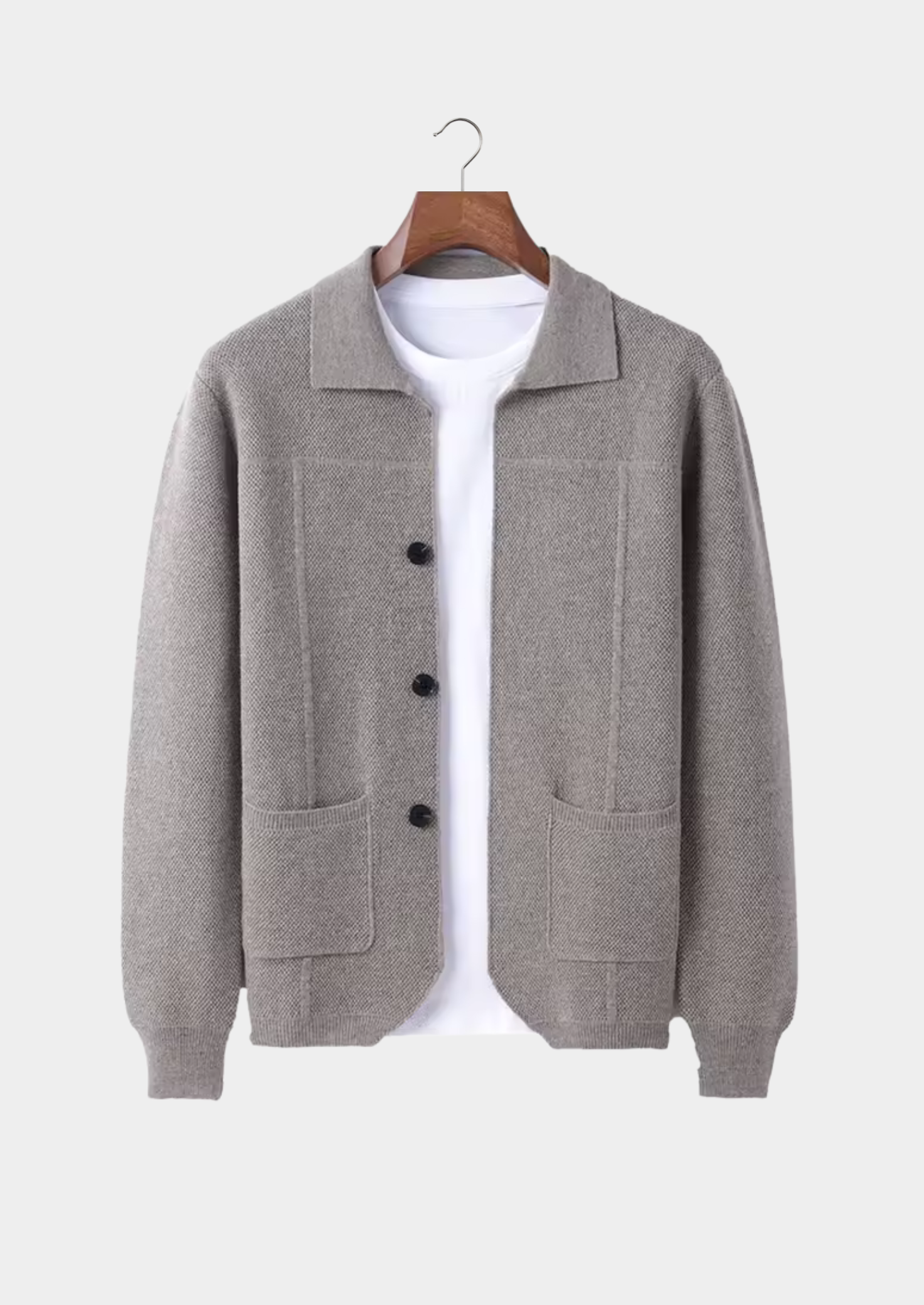 Men’s Button-Front Knit Cardigan with Patch Pockets