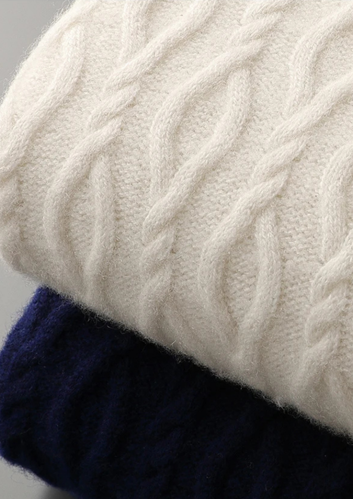 Men’s Wool Cable Knit Crew Neck Sweater with Striped Trim