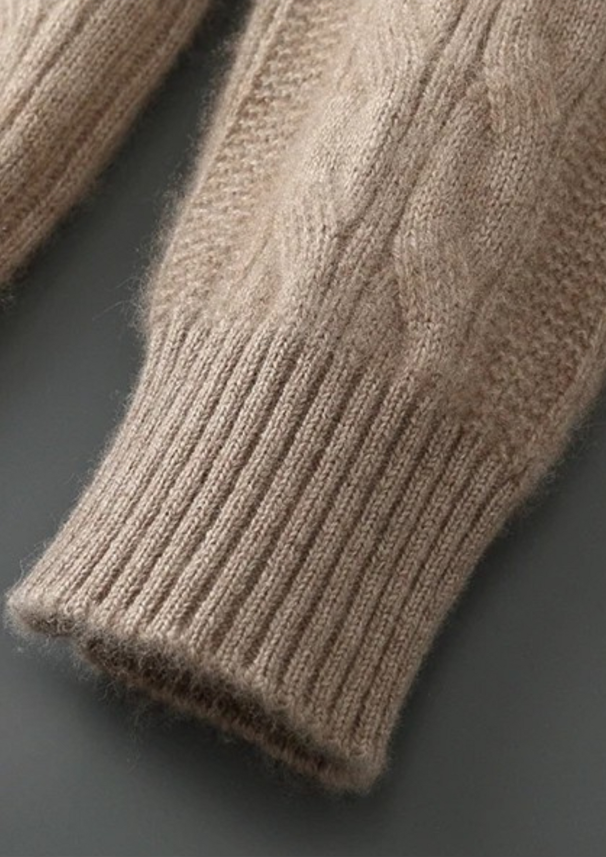 Men’s Merino Wool Cable Knit Crewneck Sweater with Ribbed Trim