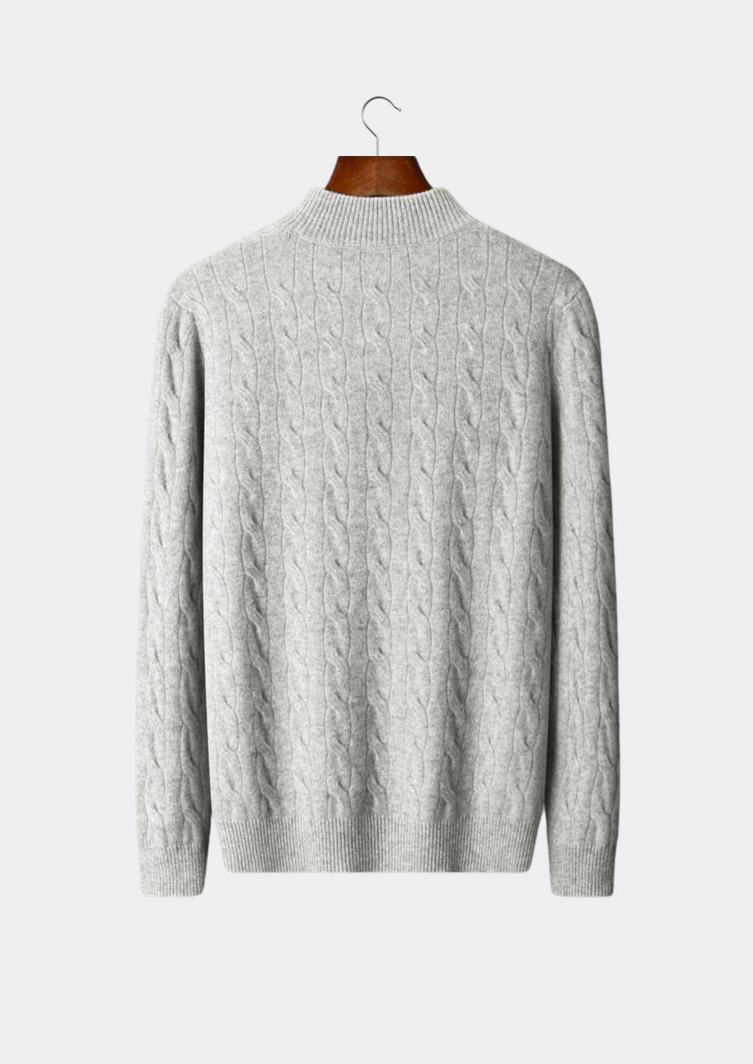 Men’s Cable Knit Half-Zip Sweater with Stand Collar
