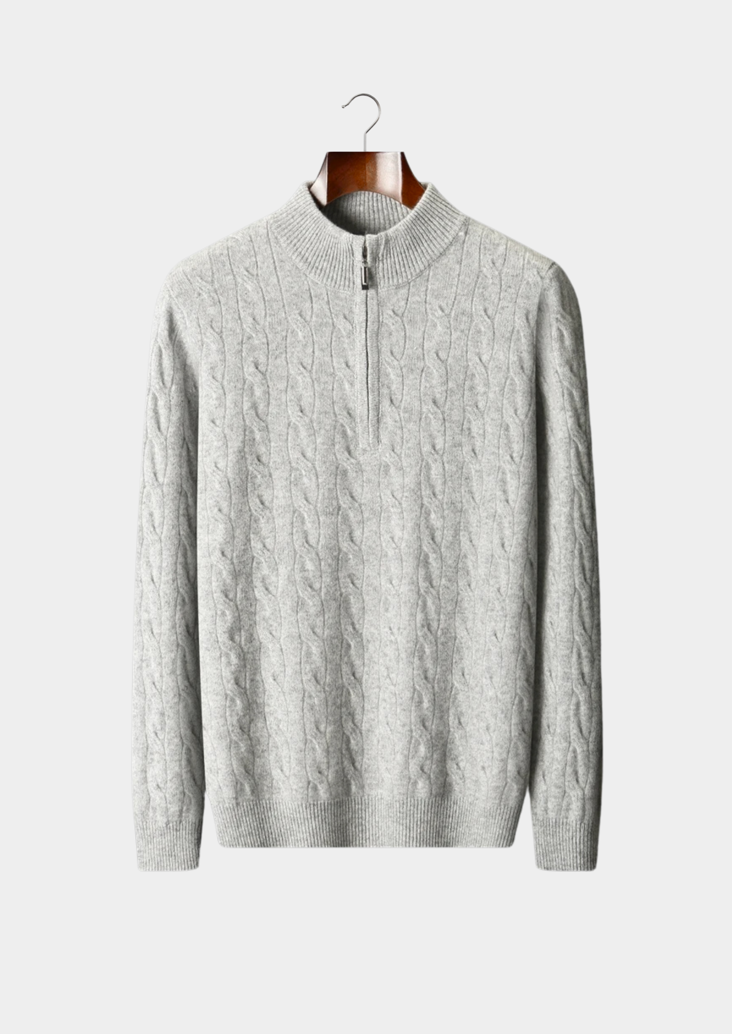 Men’s Cable Knit Half-Zip Sweater with Stand Collar