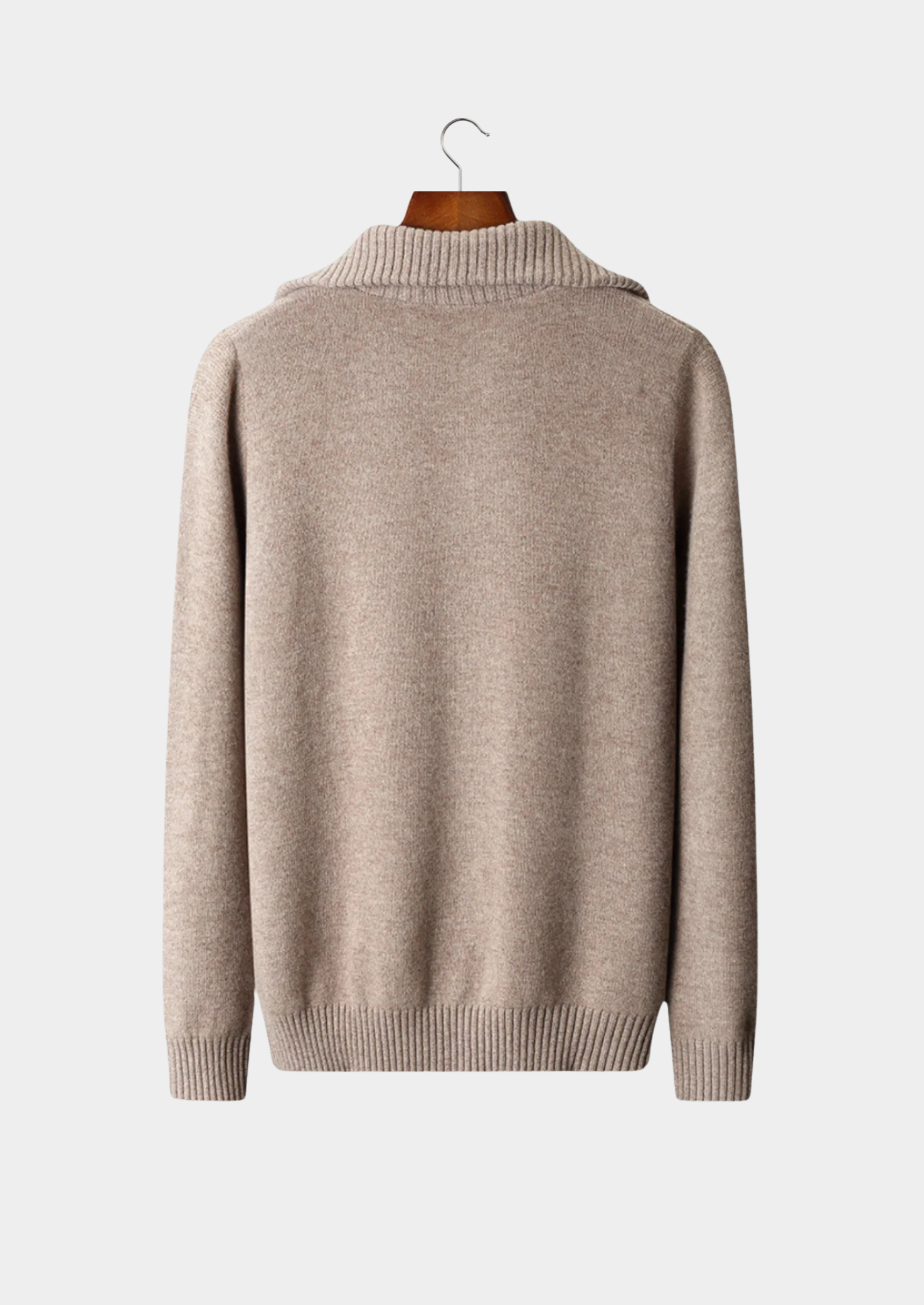 Men’s Cable Knit Half-Zip Sweater with Wide Collar