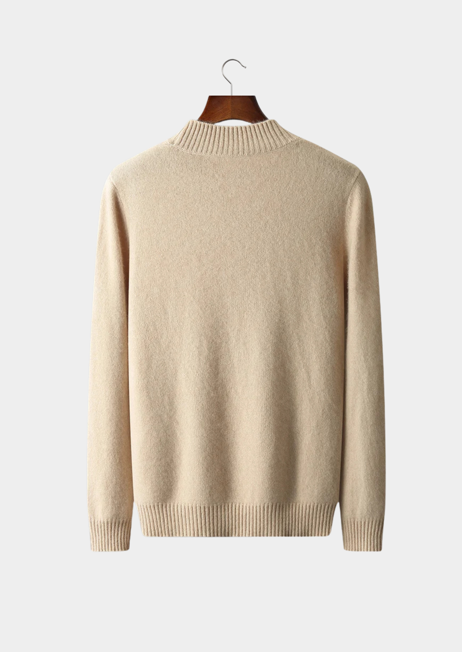 Men’s Cashmere Cable Knit Mock Neck Sweater with Long Sleeves