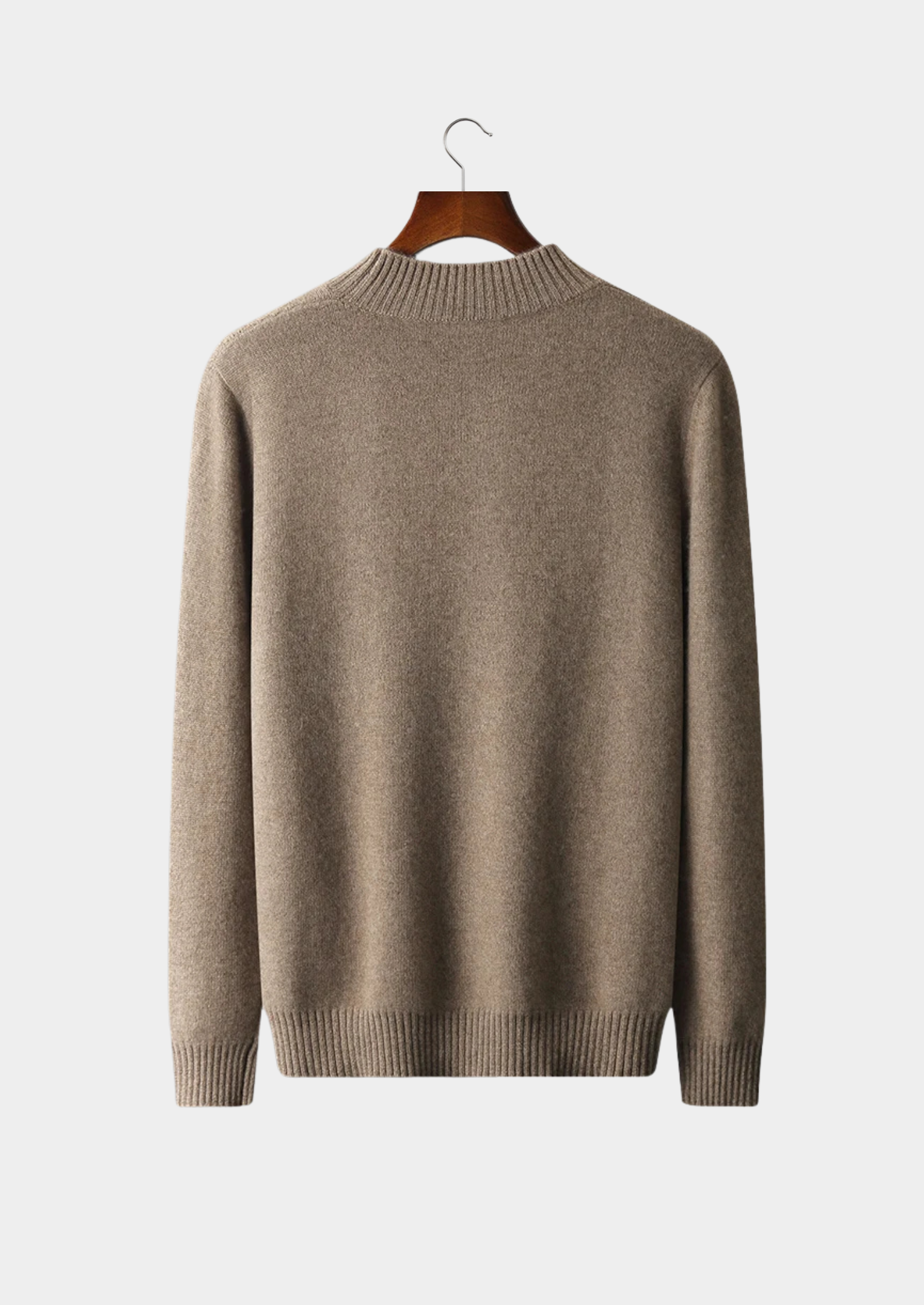 Men’s Cashmere Cable Knit Mock Neck Sweater with Long Sleeves