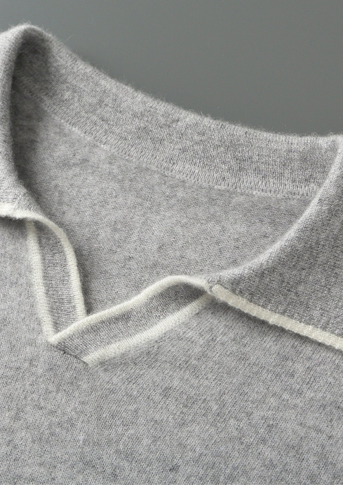 Men's Cashmere Contrast-Color Open Polo Sweater