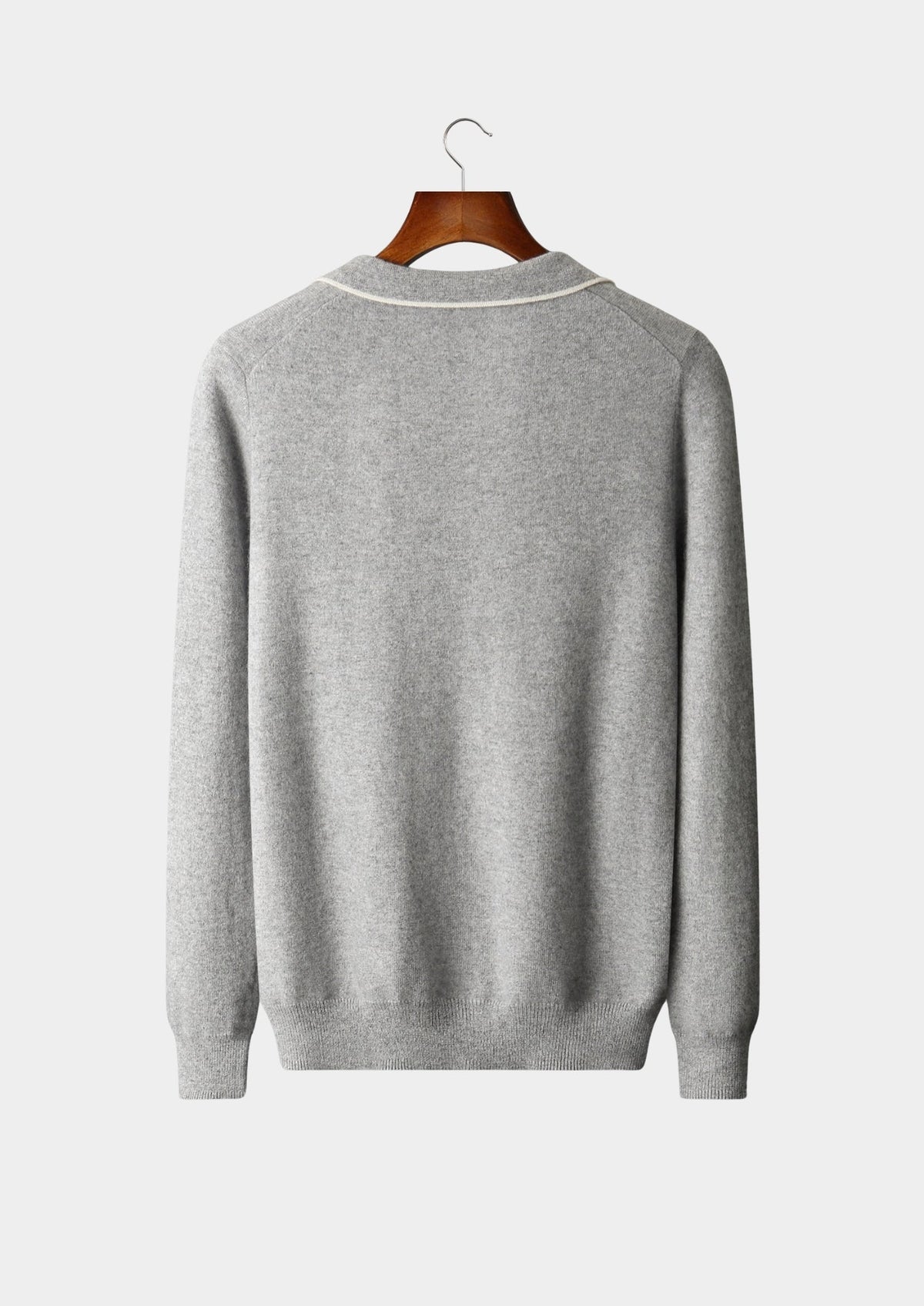 Men's Cashmere Contrast-Color Open Polo Sweater