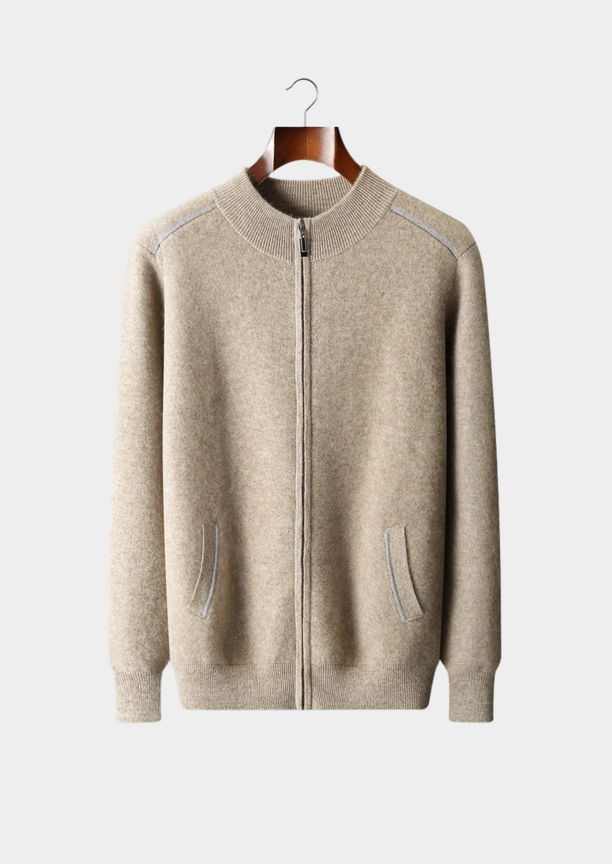 Men’s Cashmere Full-Zip Cardigan with Stand Collar