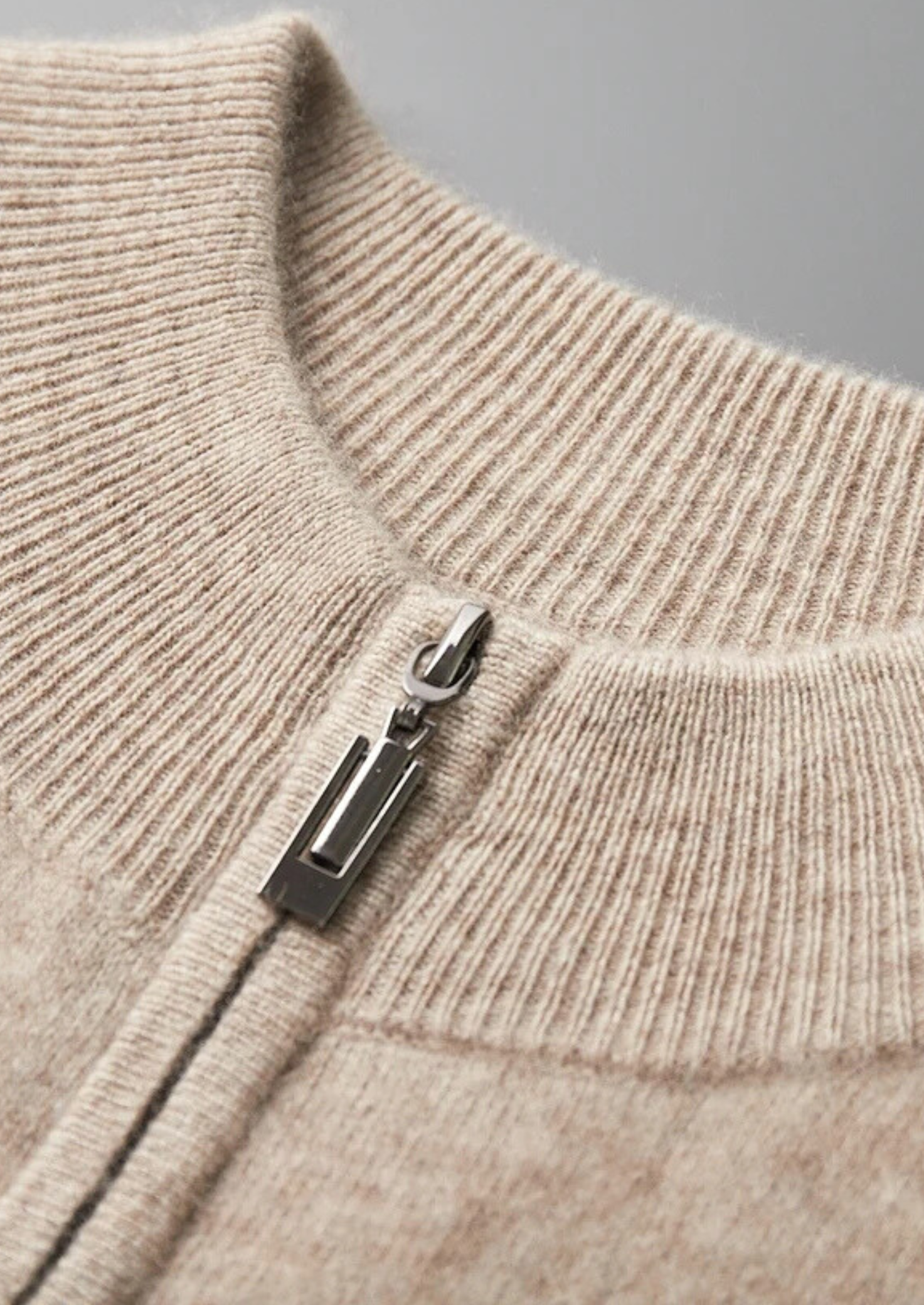 Men’s Cashmere Full-Zip Cardigan with Stand Collar