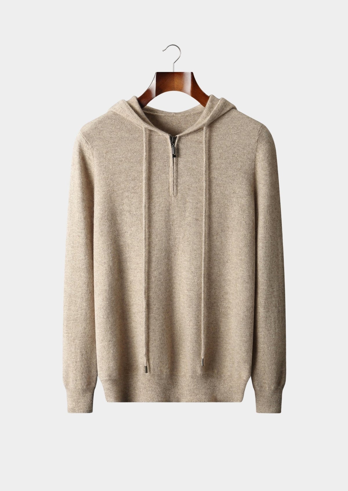 Men's Cashmere Half-Zip Hooded Pullover Sweater