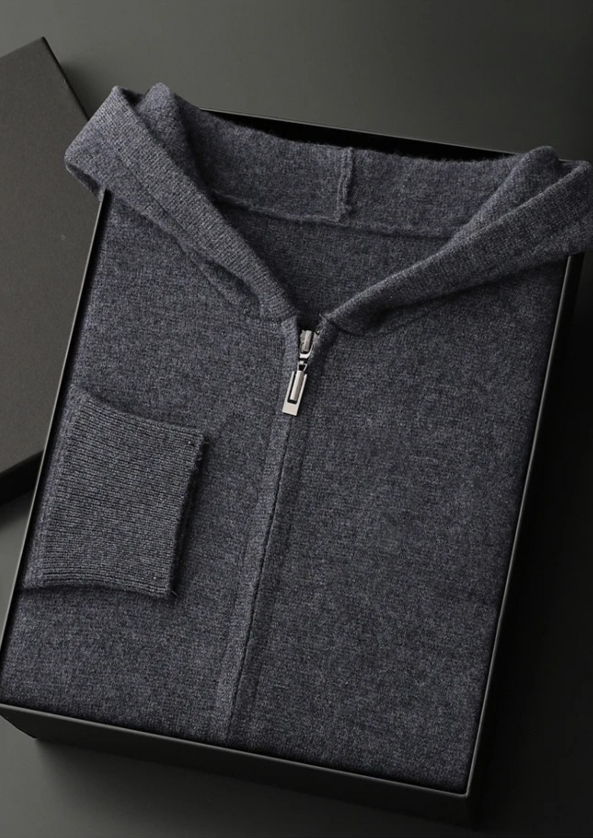 Men’s Cashmere Hooded Tracksuit Set with Full-Zip Closure