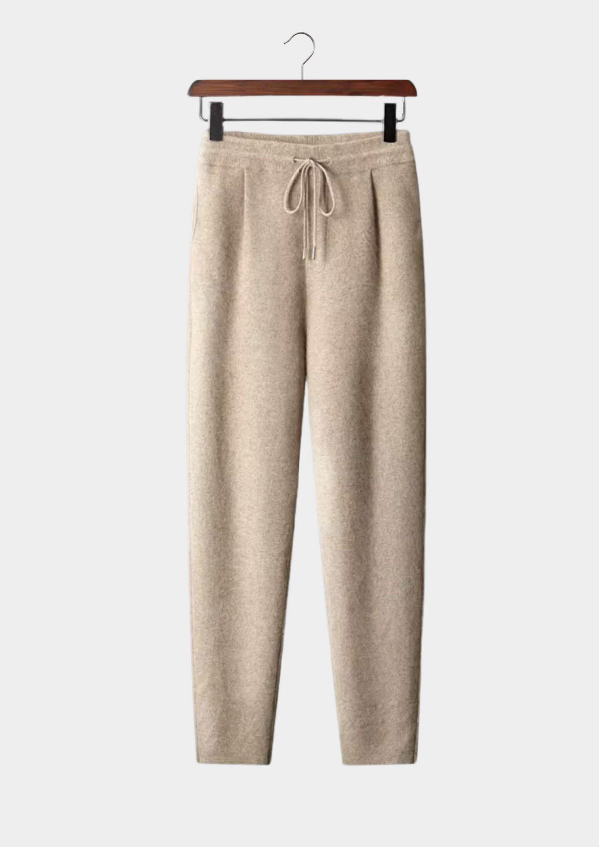Men’s Cashmere Pleated Pants with Drawstring Waist