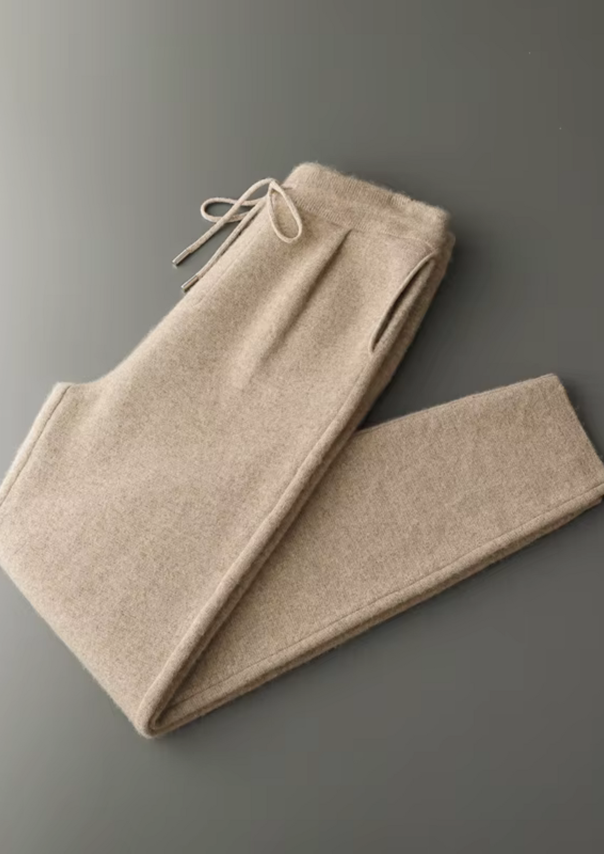 Men’s Cashmere Pleated Pants with Drawstring Waist