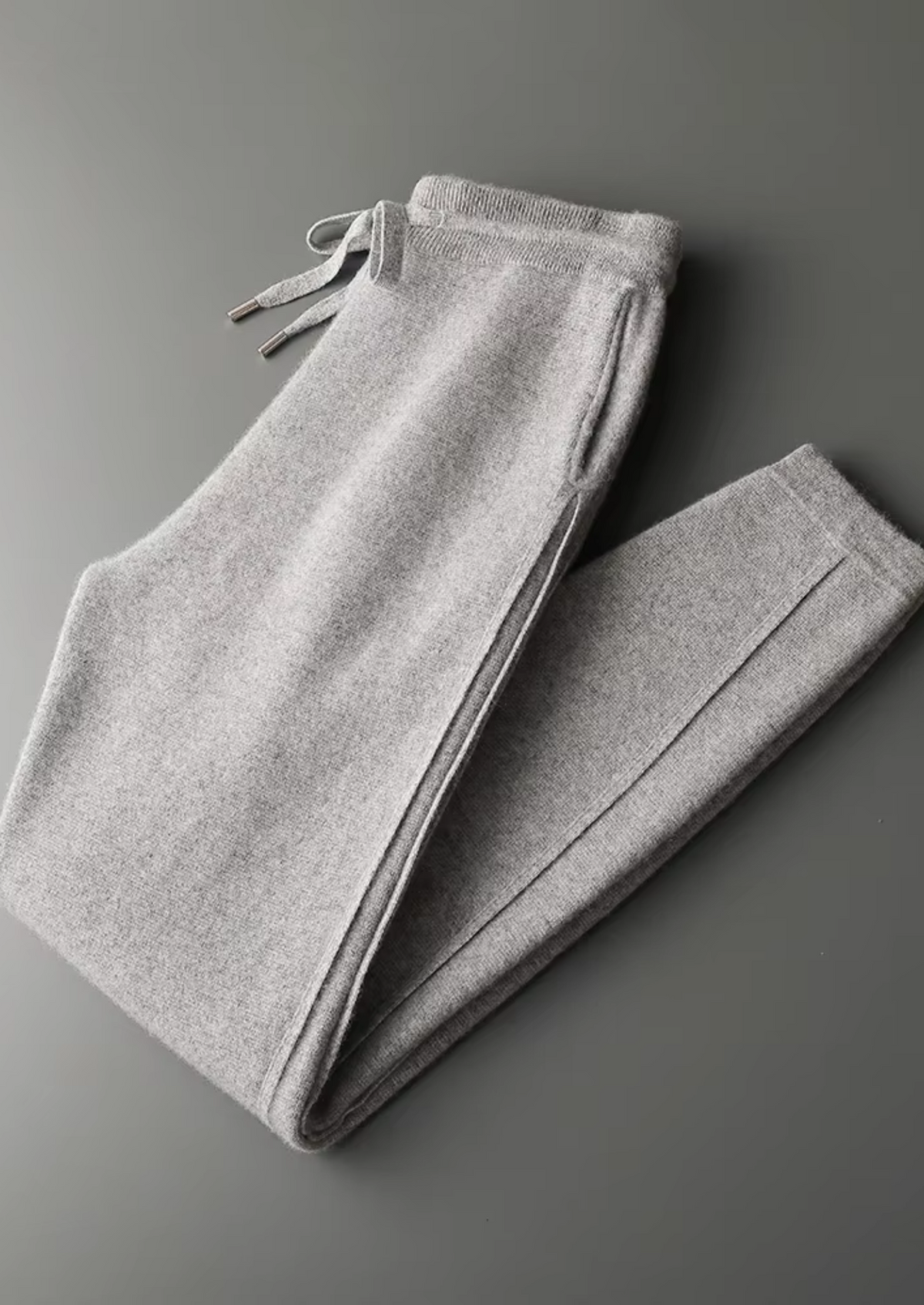 Men’s Cashmere Slim-Fit Pants with Drawstring Waist
