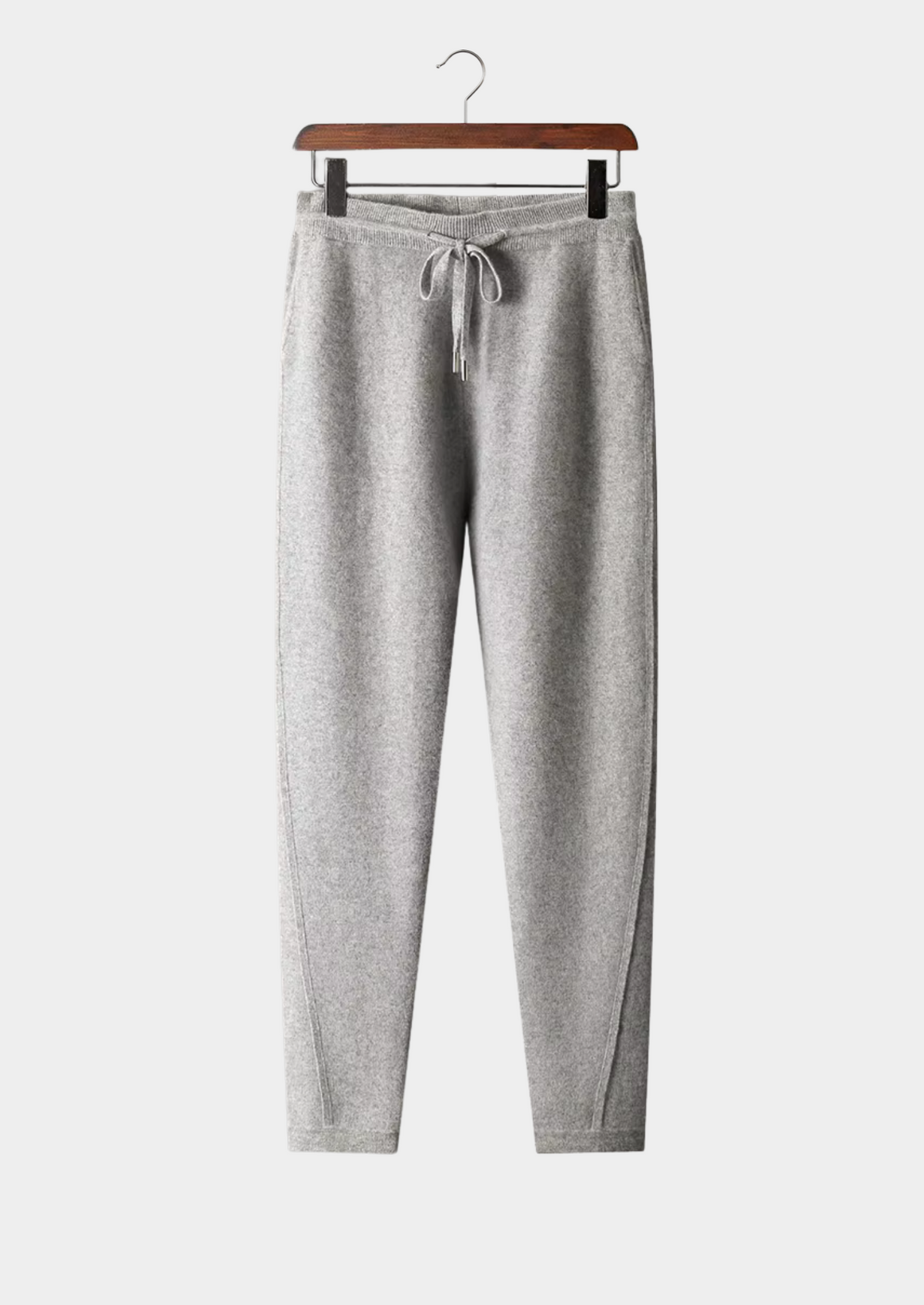 Men’s Cashmere Slim-Fit Pants with Drawstring Waist
