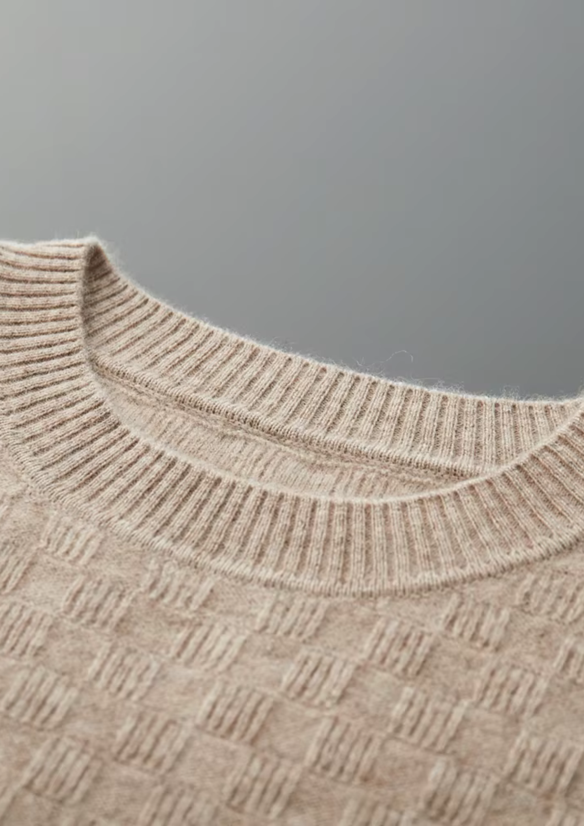 Men's Cashmere Textured All-Over Crewneck Sweater