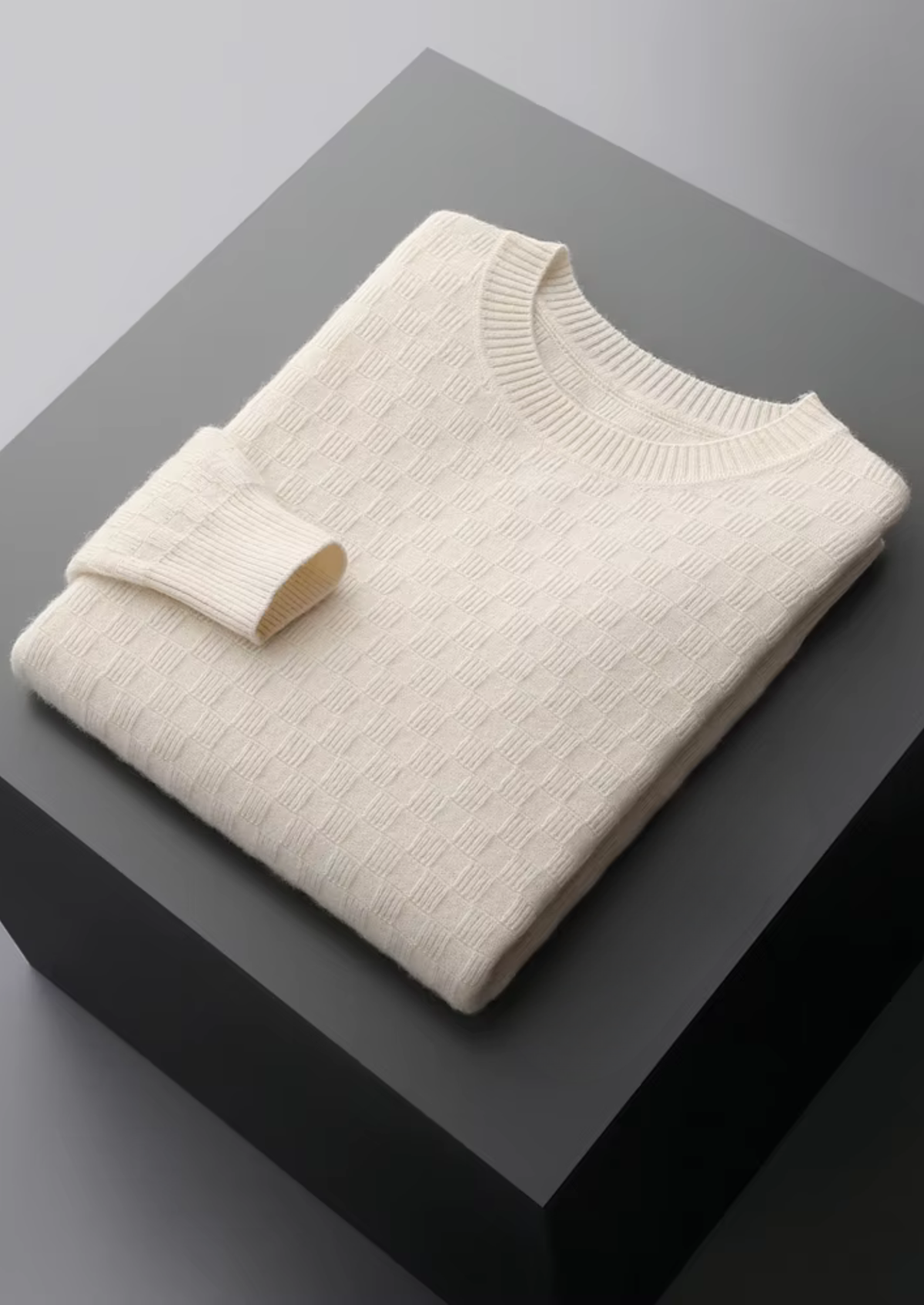 Men's Cashmere Textured All-Over Crewneck Sweater