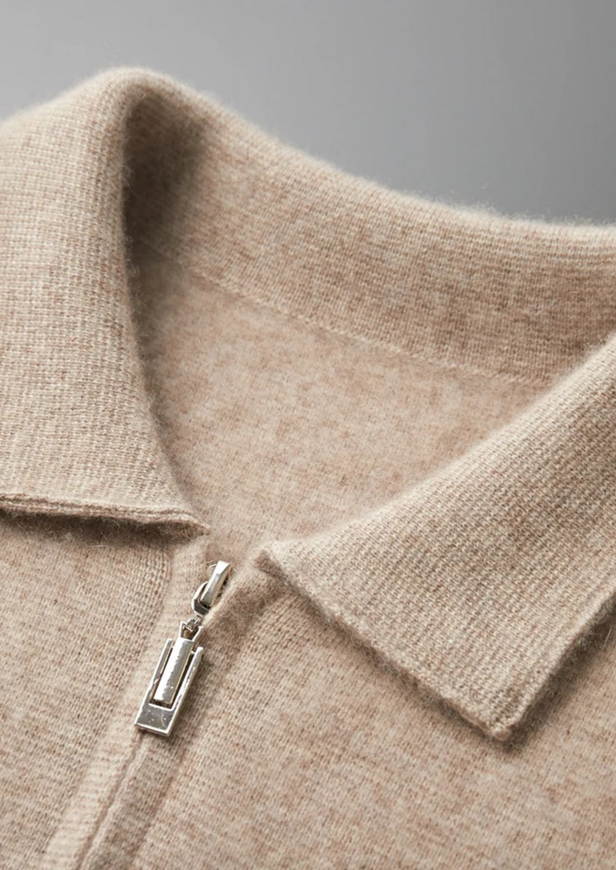 Men’s Cashmere Full-Zip Cardigan with Collar and Patch Pockets