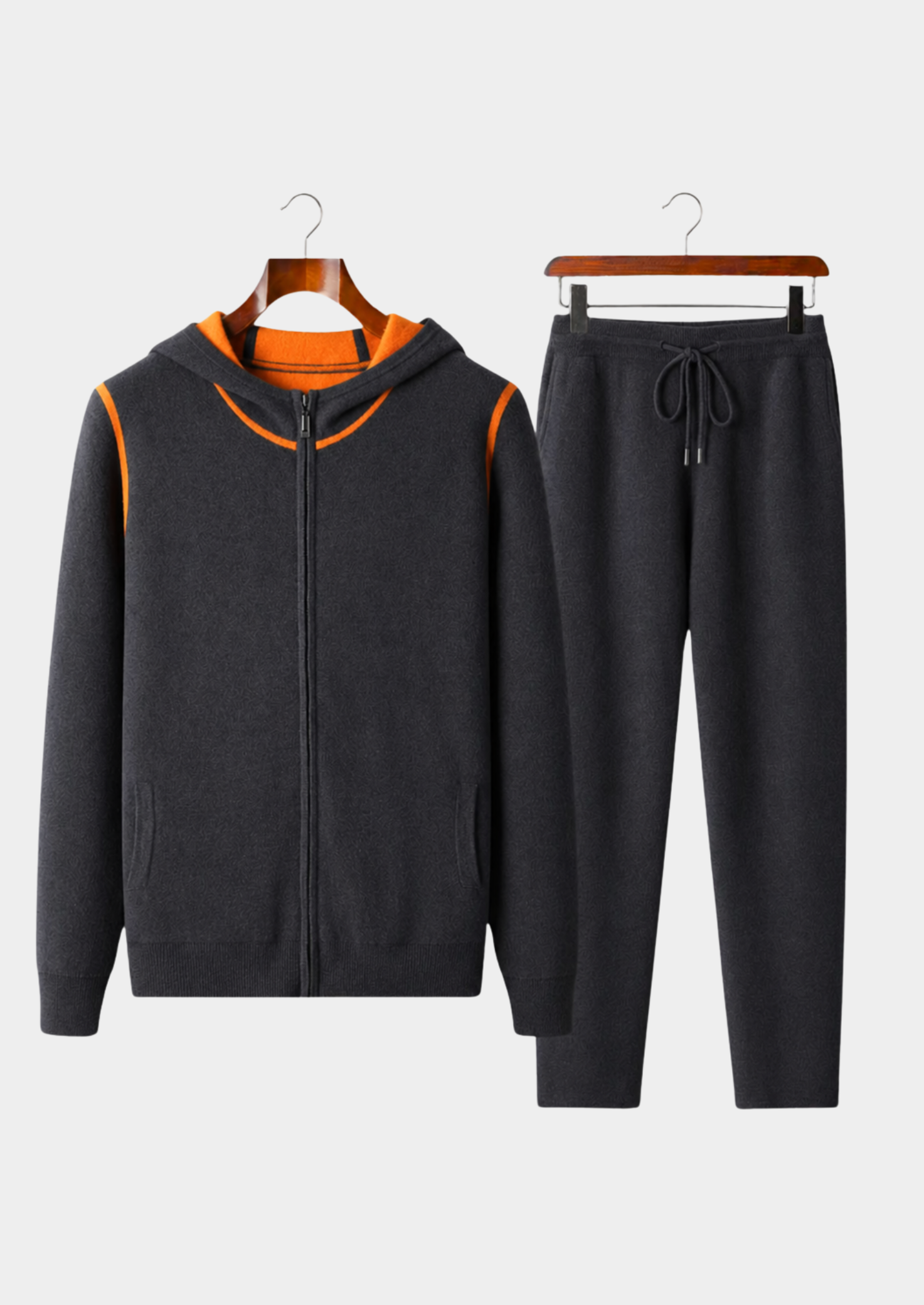 Men’s Full-Zip Hoodie Set with Contrast Trim