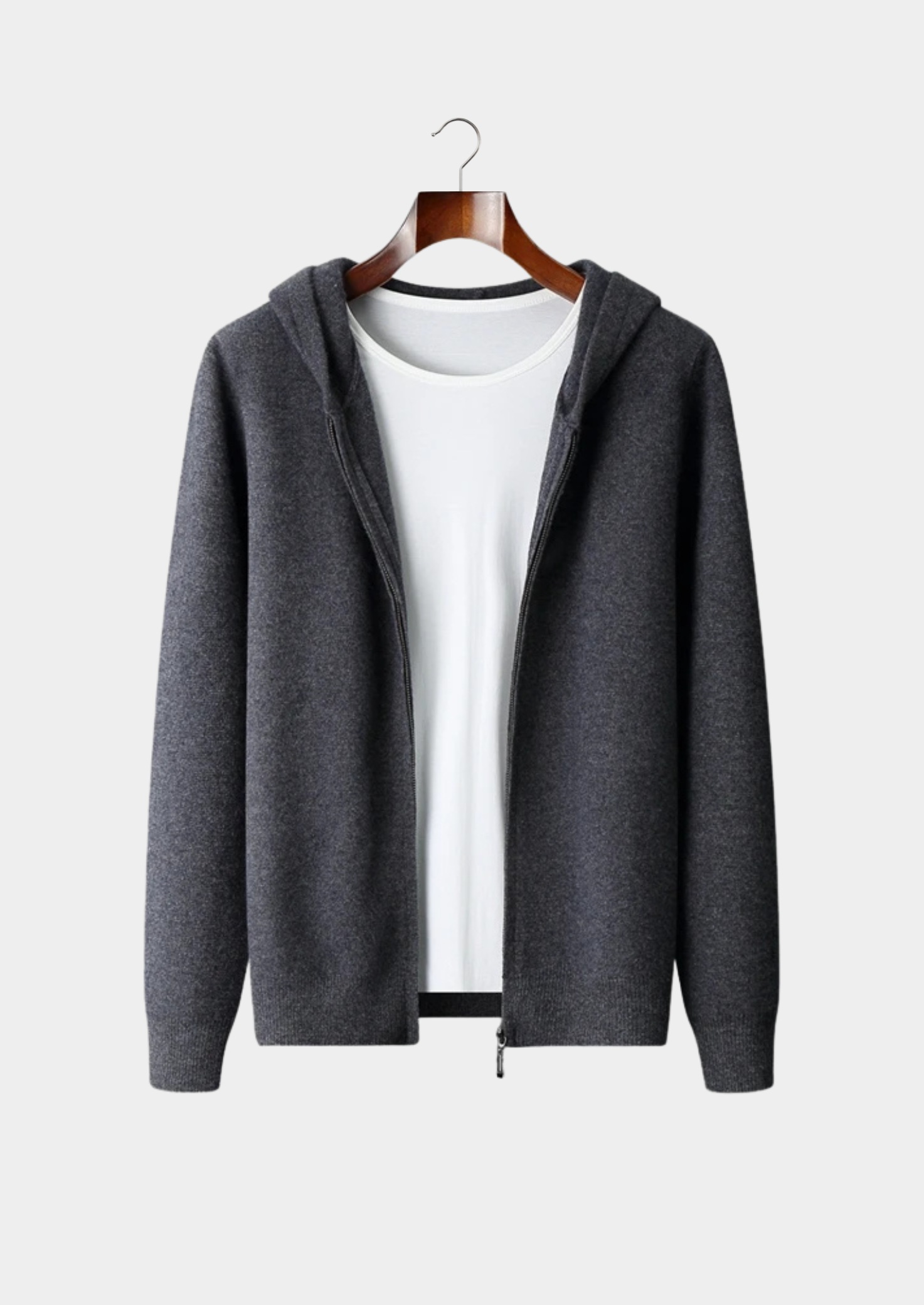 Men’s Full-Zip Knit Hoodie with Plain Finish