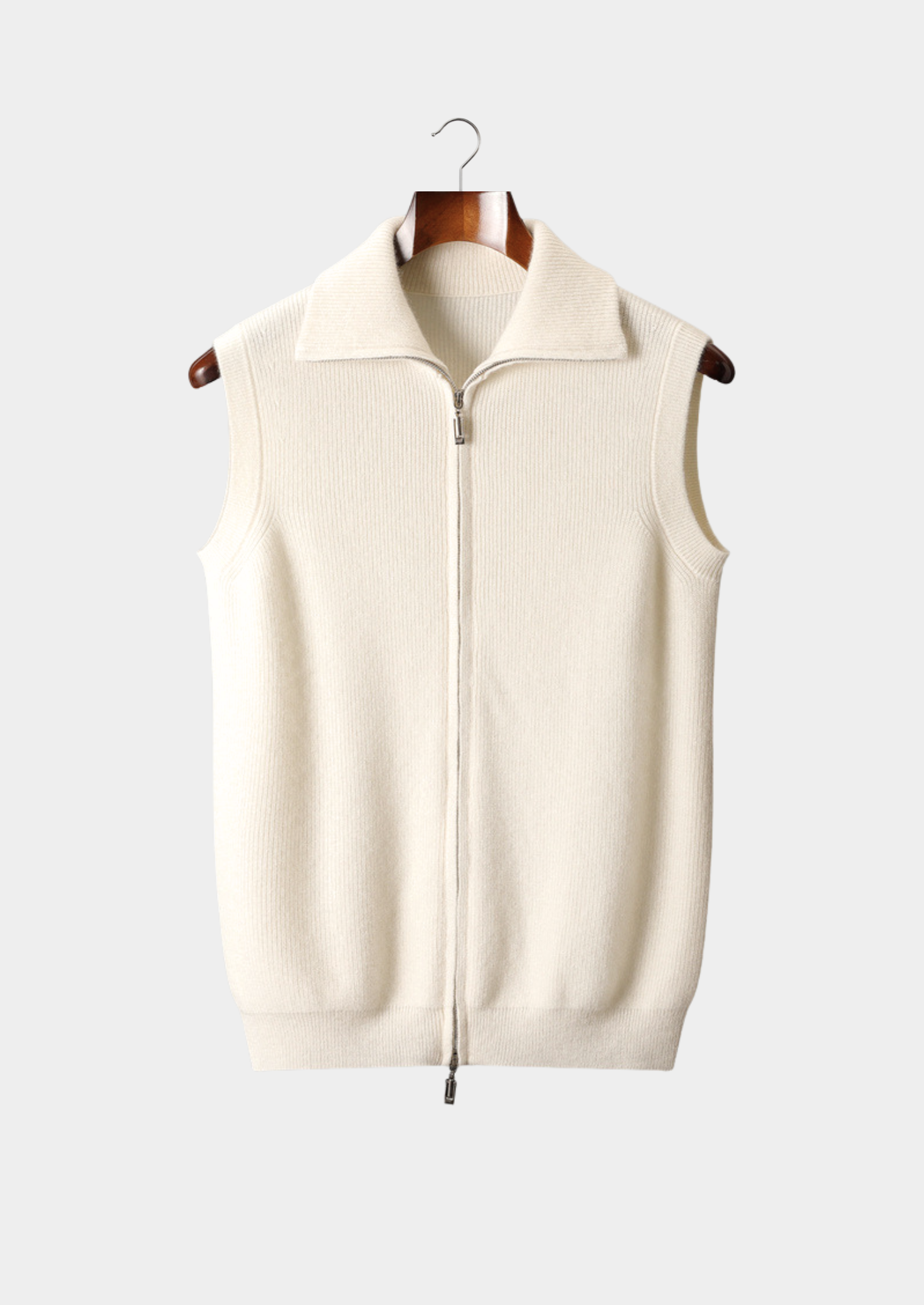 Men’s Full-Zip Knit Vest with Fold-Down Collar