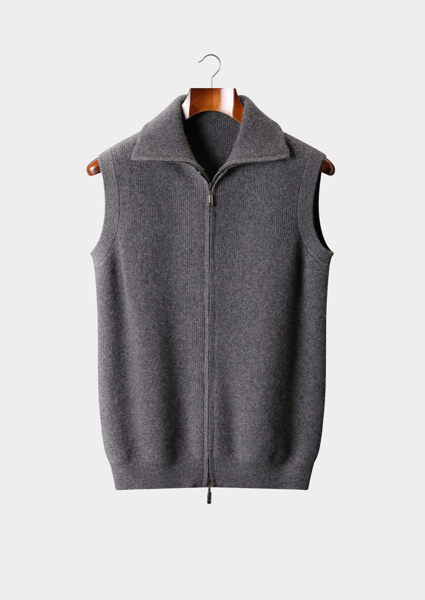 Men’s Full-Zip Knit Vest with Fold-Down Collar