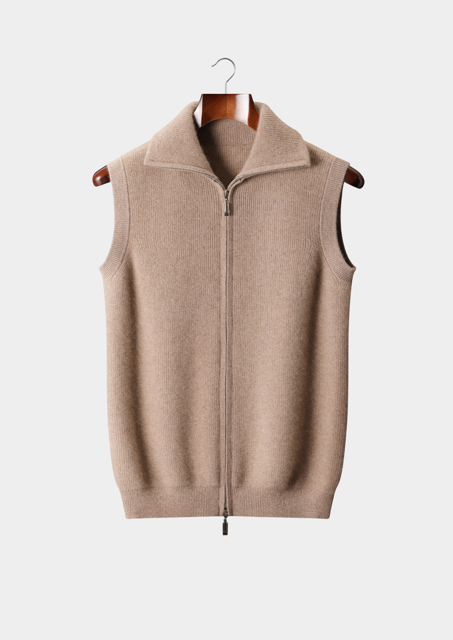 Men’s Full-Zip Knit Vest with Fold-Down Collar