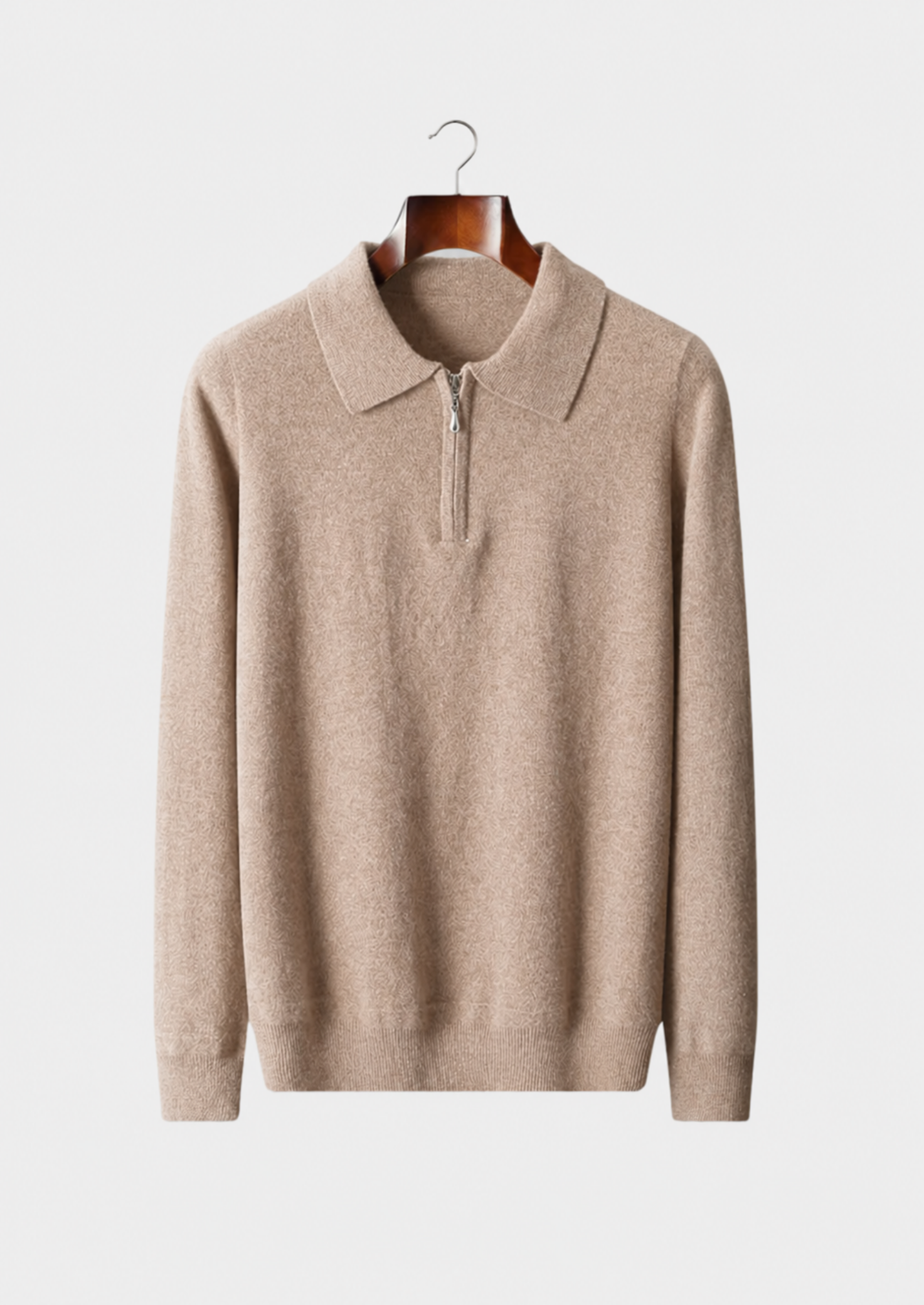 Men’s Half-Zip Polo Sweater with Turn-Down Collar