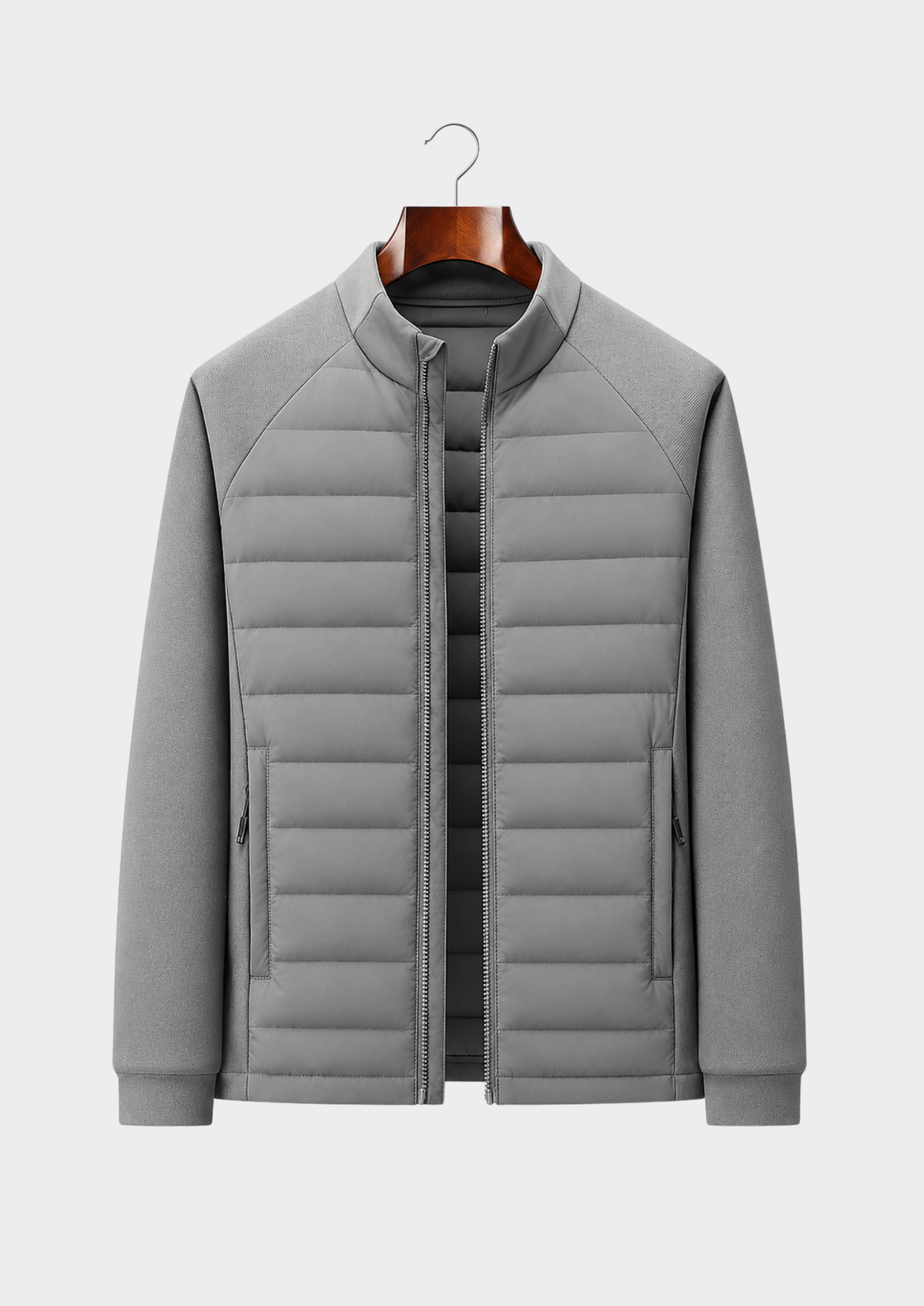 Men's Hooded Stand-Collar Long-Sleeve Down Jacket