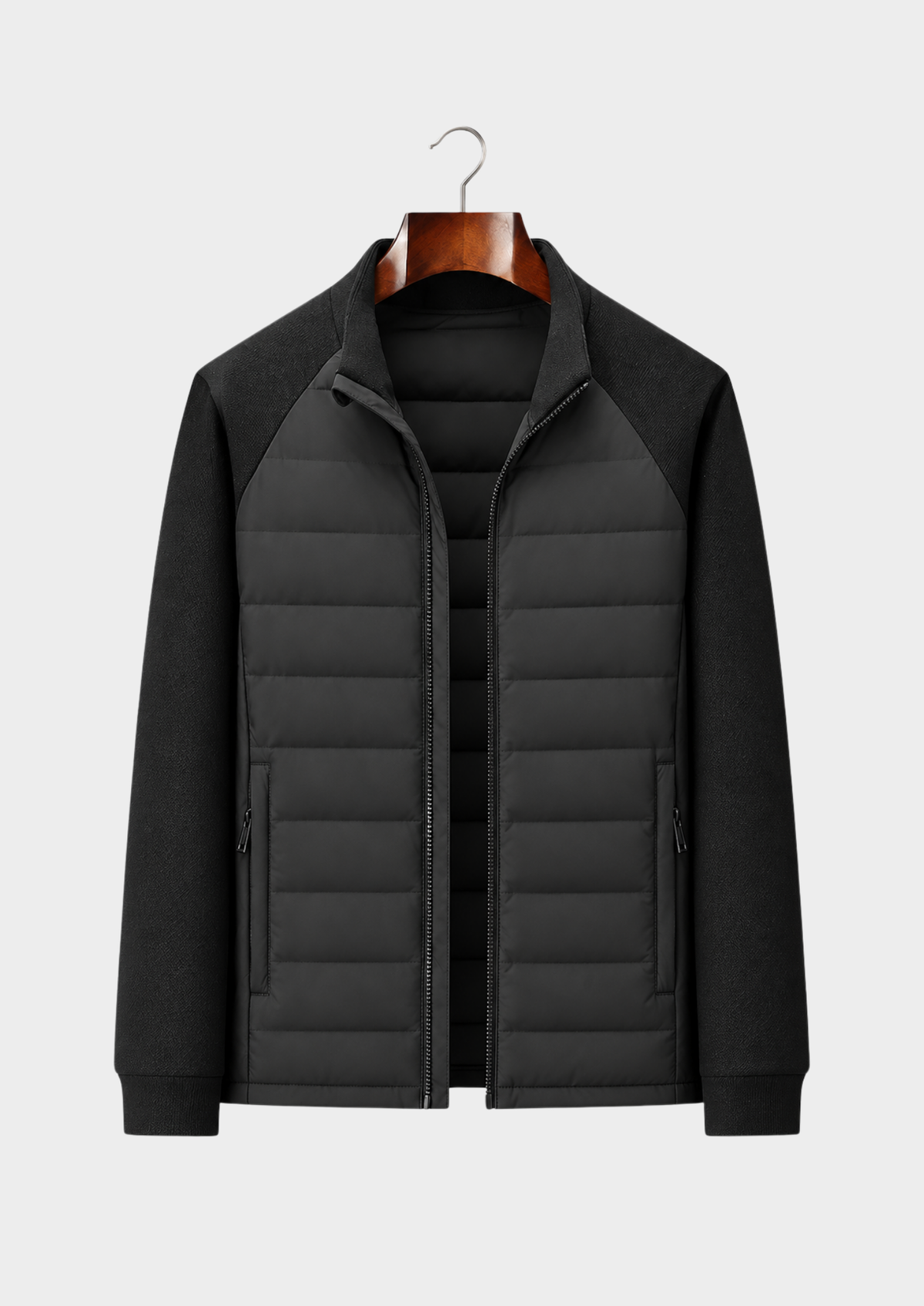 Men's Hooded Stand-Collar Long-Sleeve Down Jacket