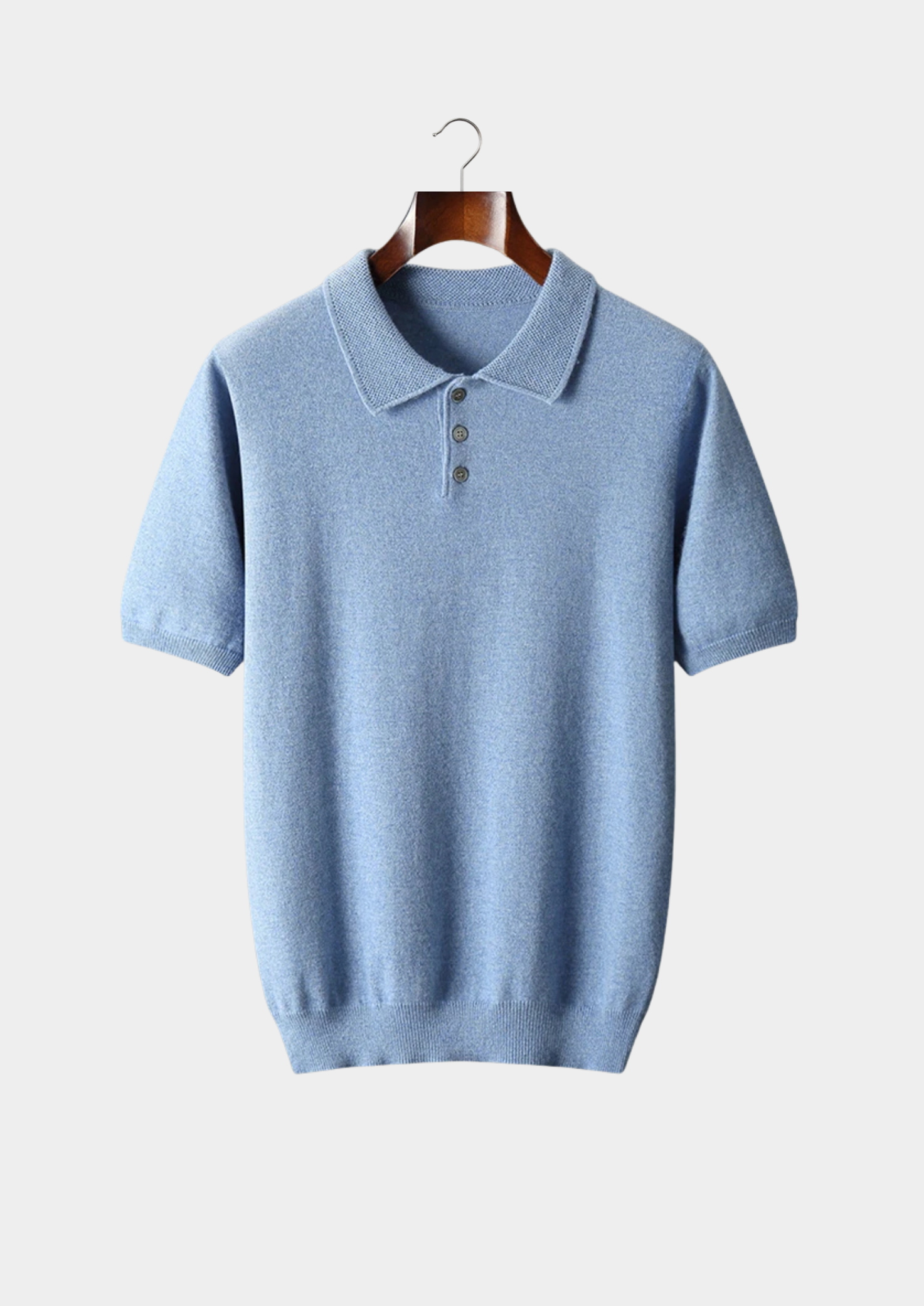 Men’s Knit Polo Shirt with Three-Button Placket