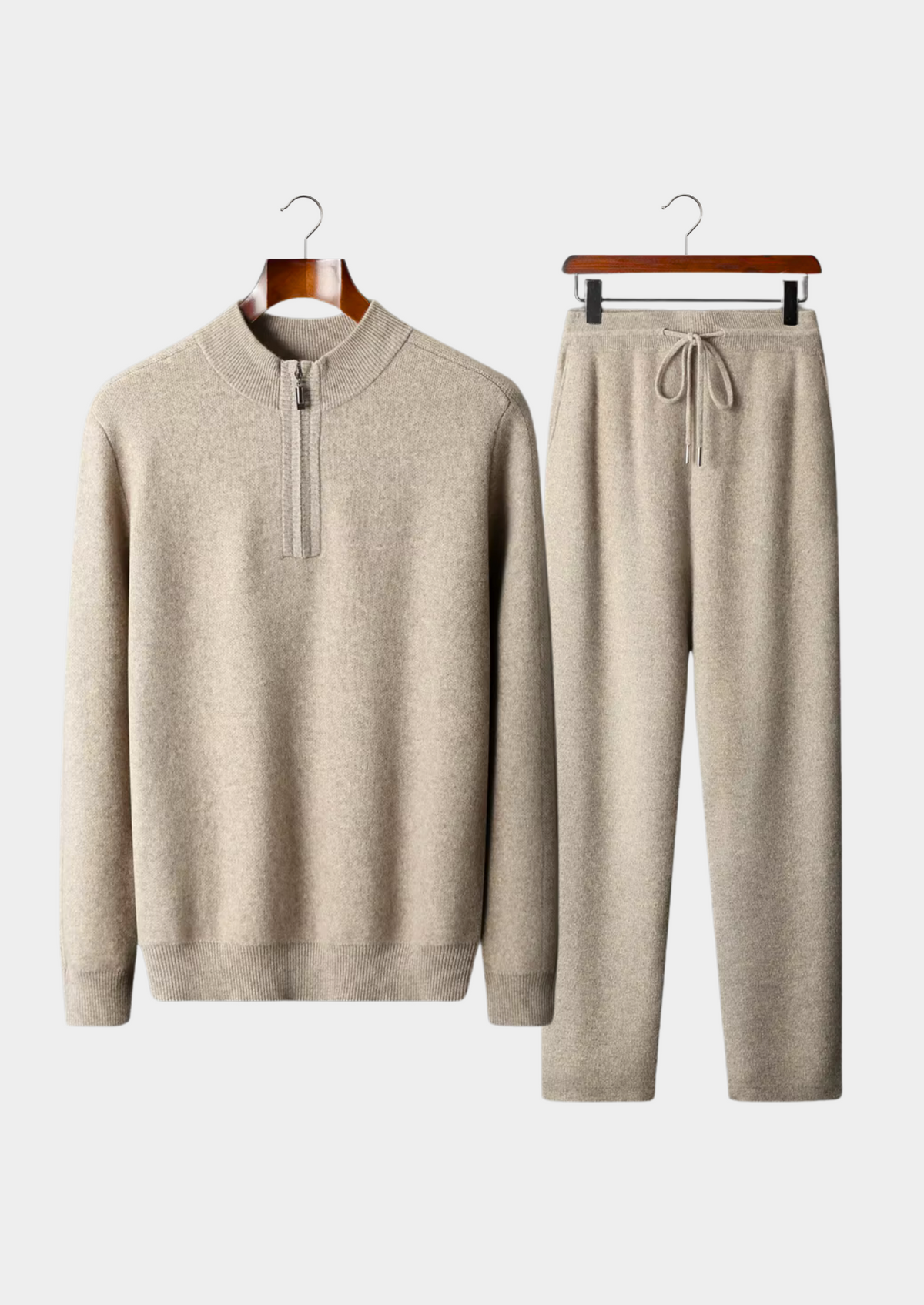 Men’s Knit Quarter-Zip Sweater and Drawstring Pants Set