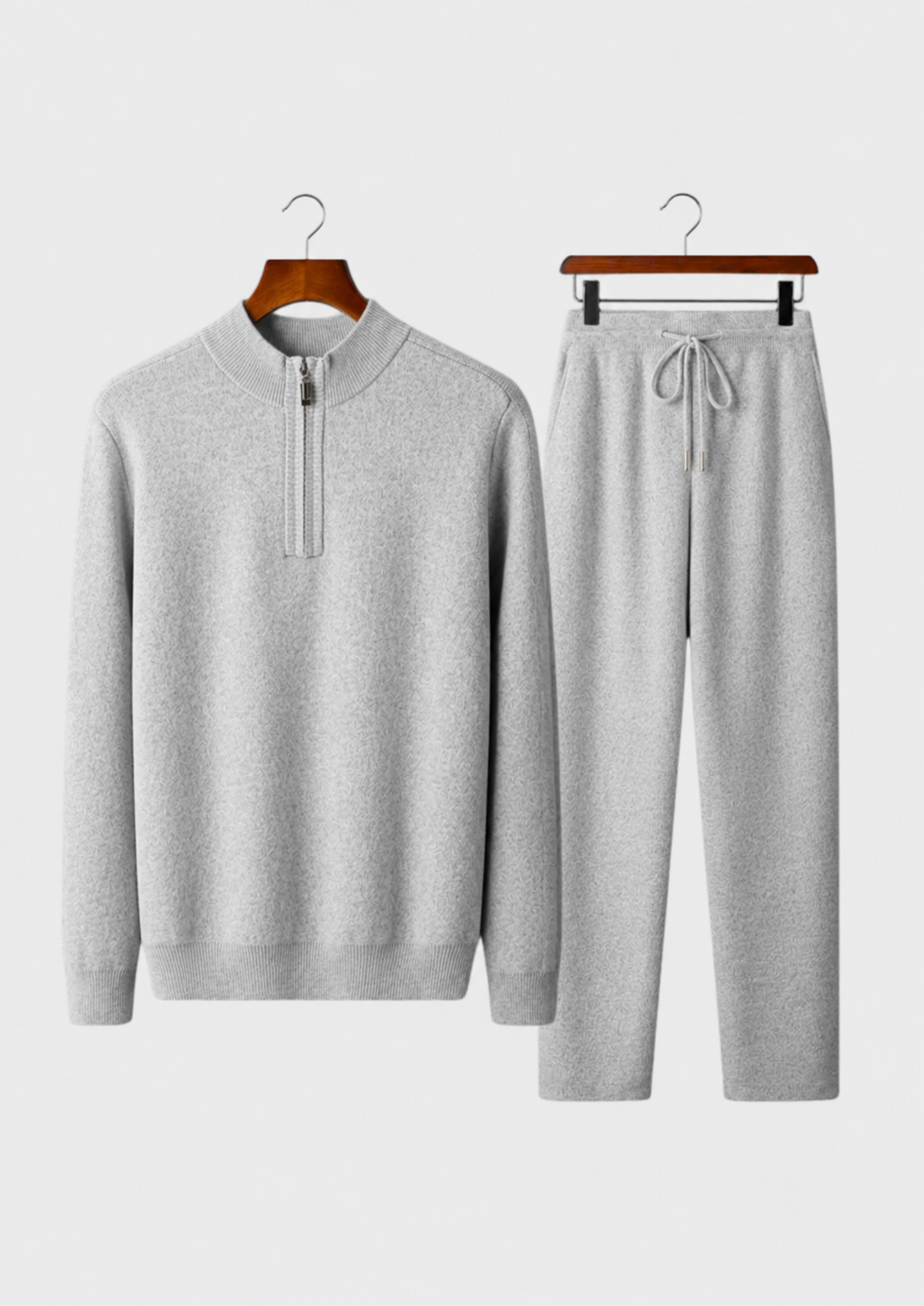Men’s Knit Quarter-Zip Sweater and Drawstring Pants Set