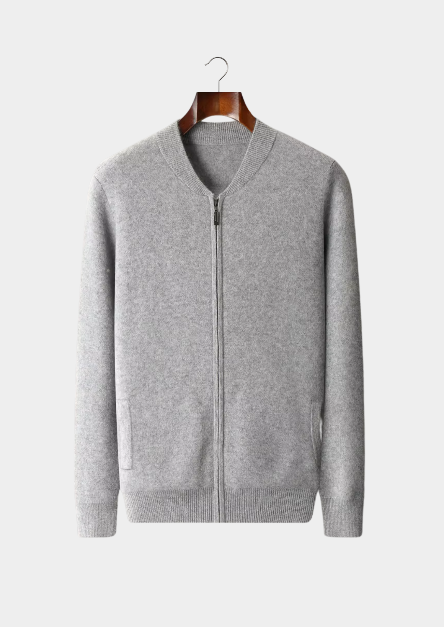 Men’s Knit Zip-Up Cardigan with V-Neck