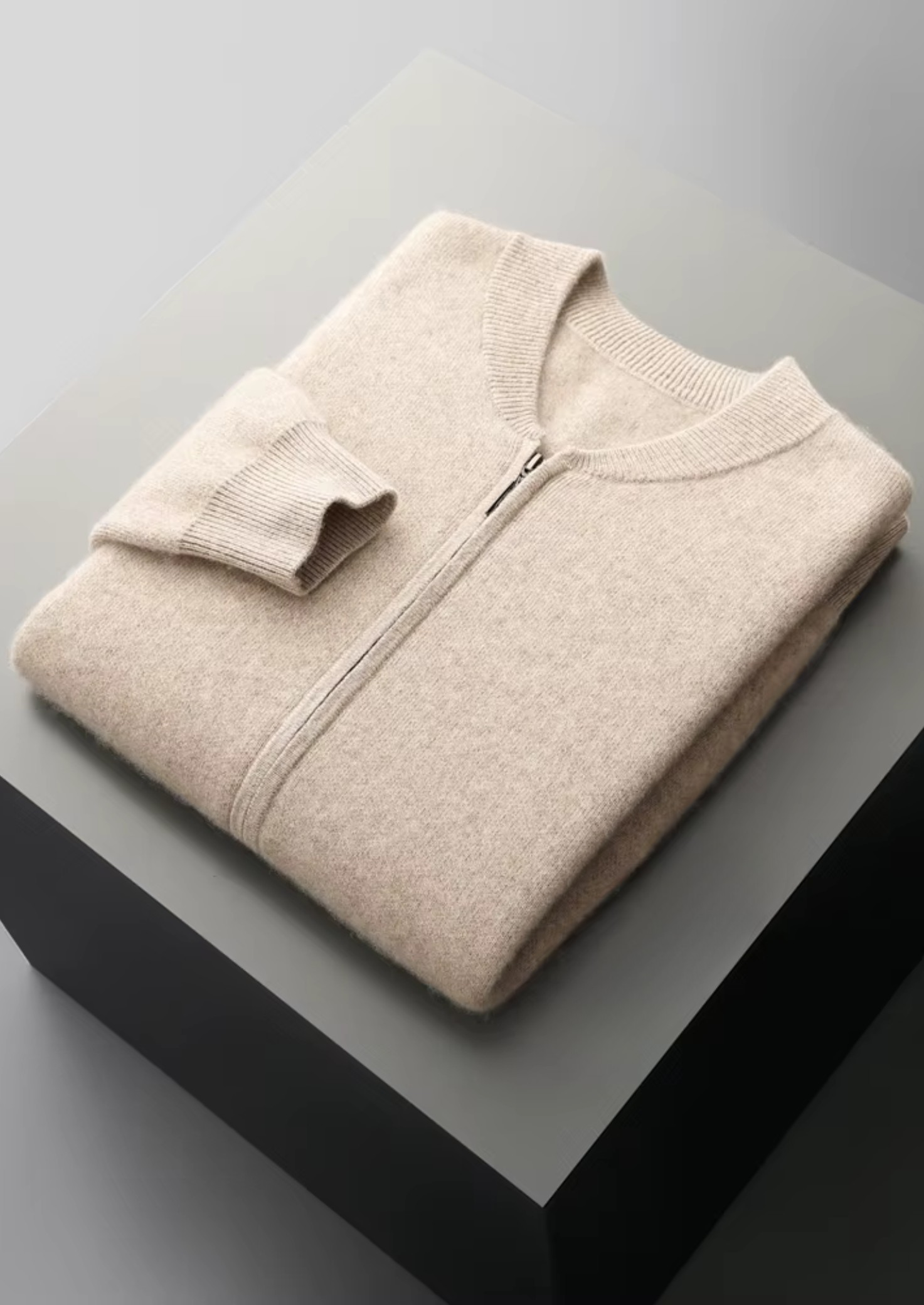 Men’s Knit Zip-Up Cardigan with V-Neck
