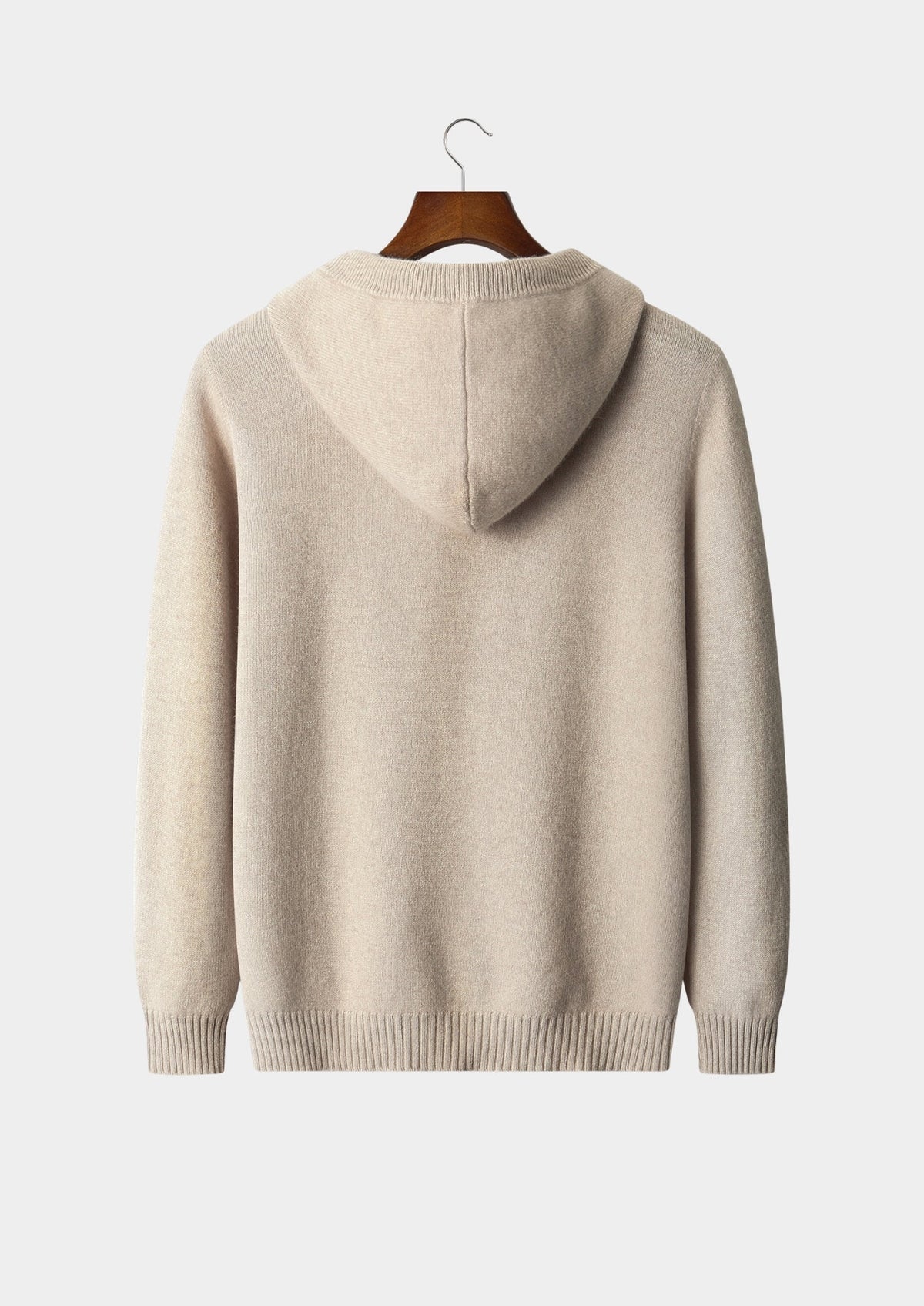 Men's Merino Wool Button-Front Hoodie with Ribbed Hem