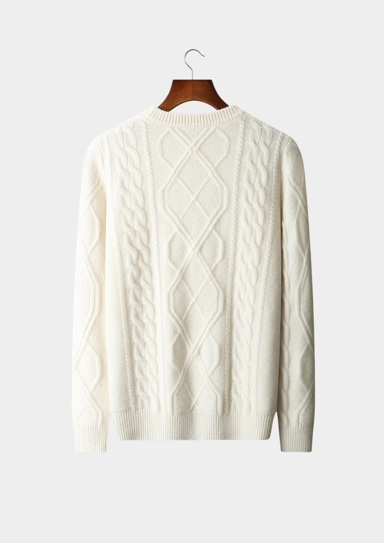Men’s Merino Wool Cable Knit Crewneck Sweater