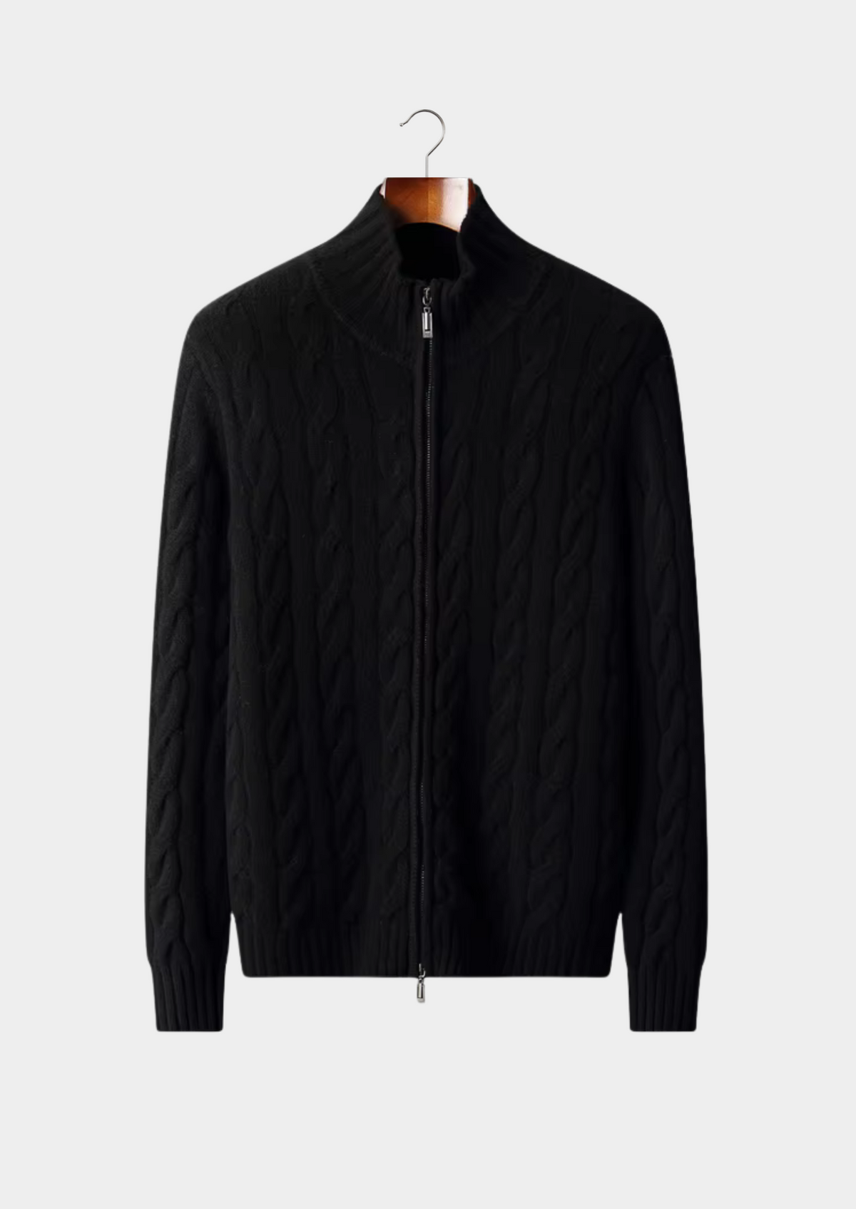 Men's Merino Wool Cable Knit Dual-Zip Cardigan