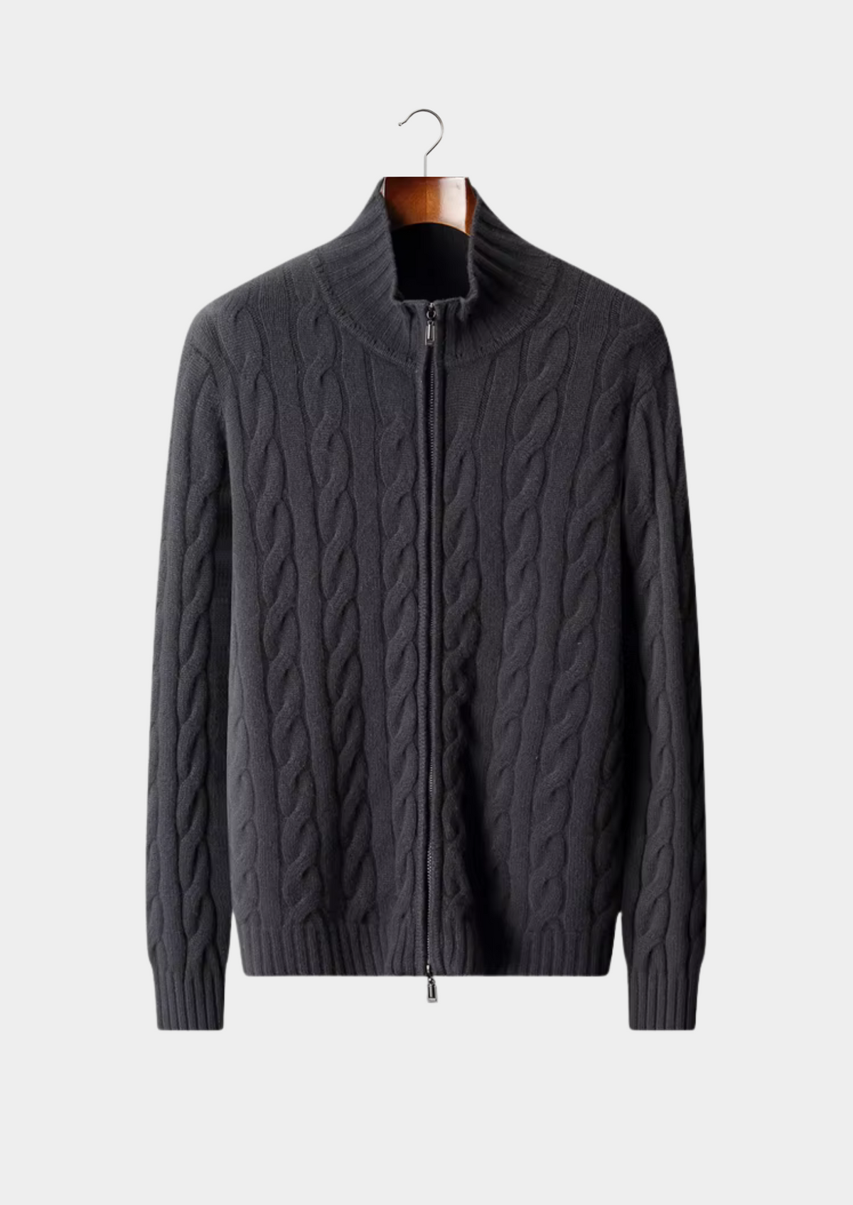 Men's Merino Wool Cable Knit Dual-Zip Cardigan
