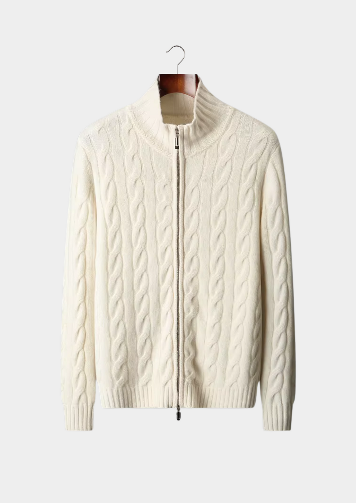 Men's Merino Wool Cable Knit Dual-Zip Cardigan