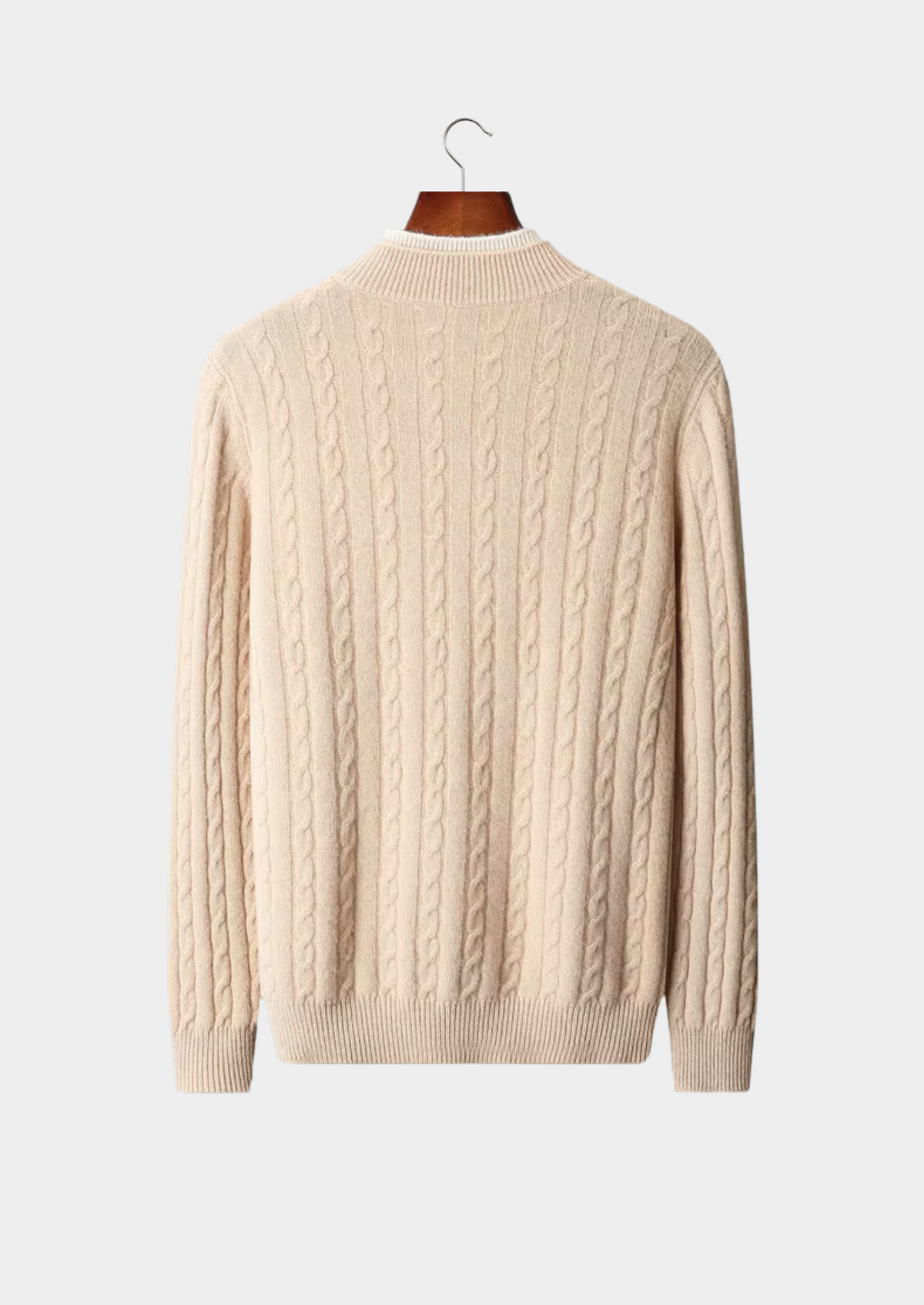 Men's Merino Wool Cable Knit Henley Sweater with Buttons